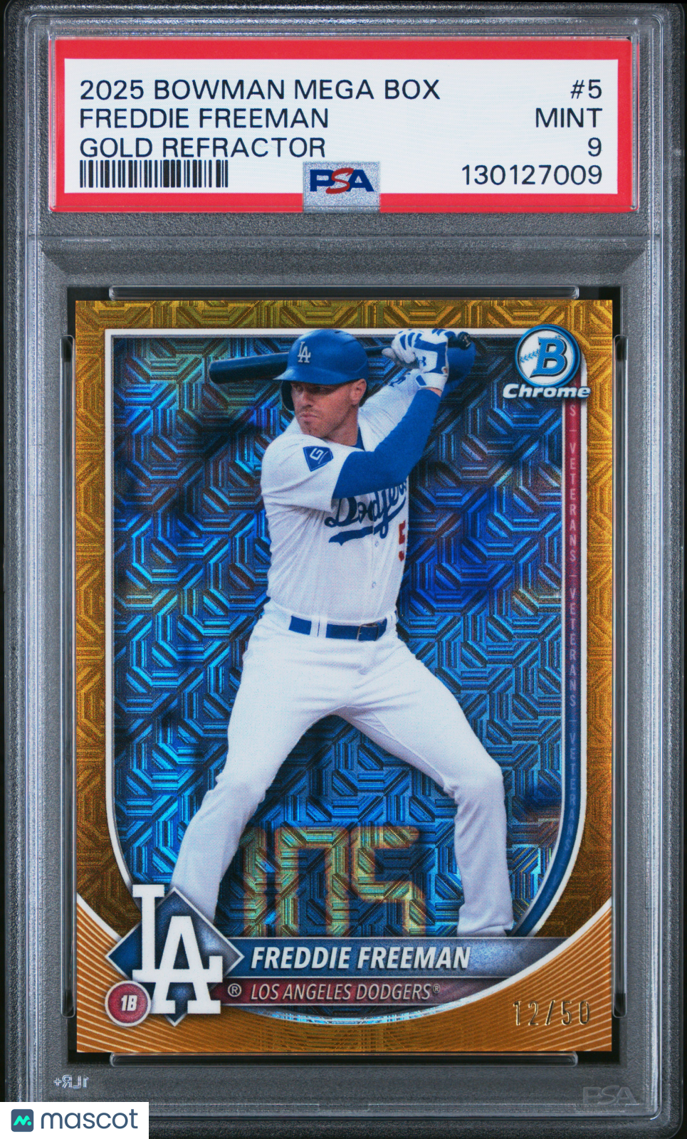 2025 Bowman Mega Box Chrome Freddie Freeman Gold Refractor 12/50 #5 PSA 9 - Graded Sports Cards