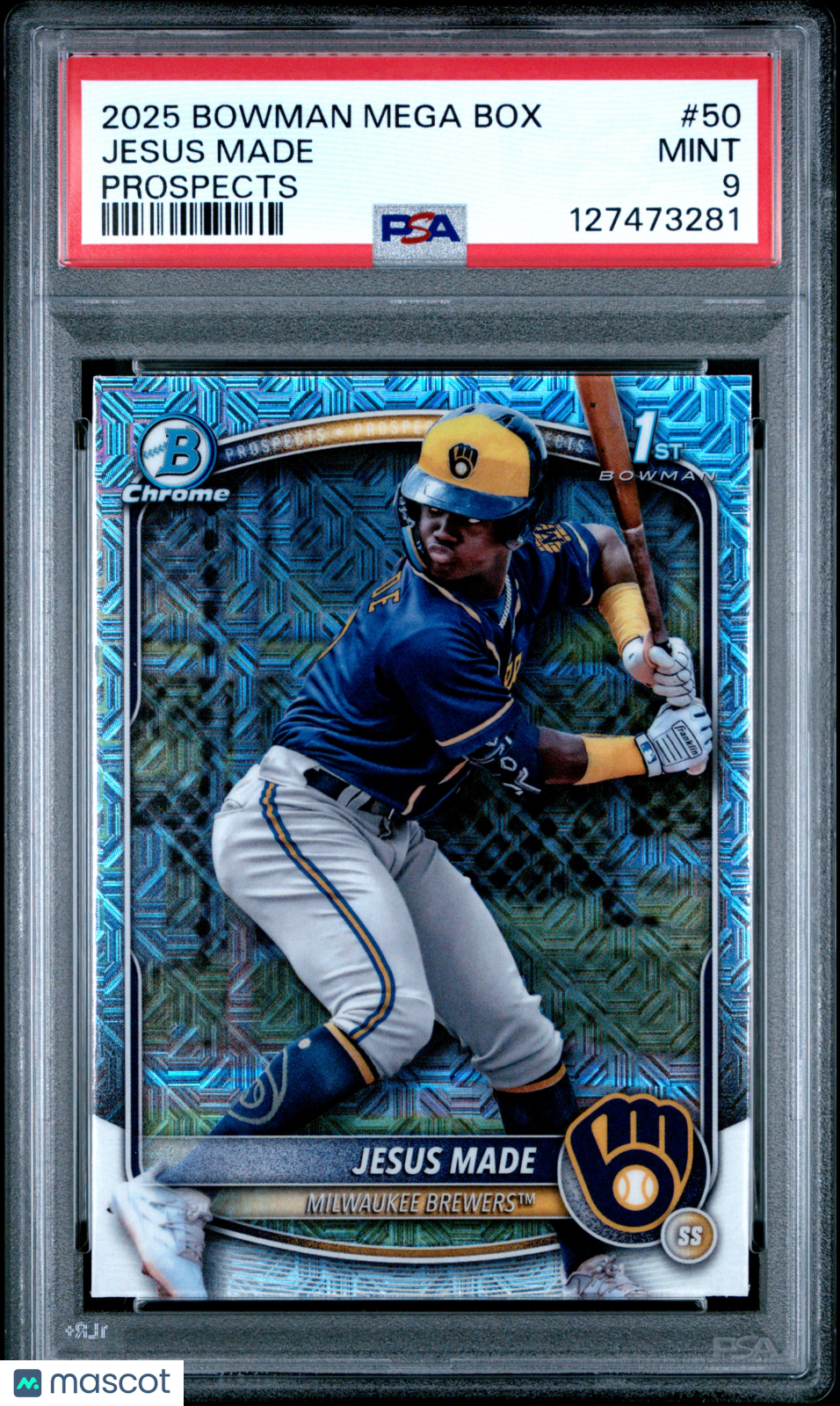2025 Bowman Mega Box Chrome Prospects Jesus Made Rookie #50 PSA 9 MINT Brewers - Graded Sports Cards