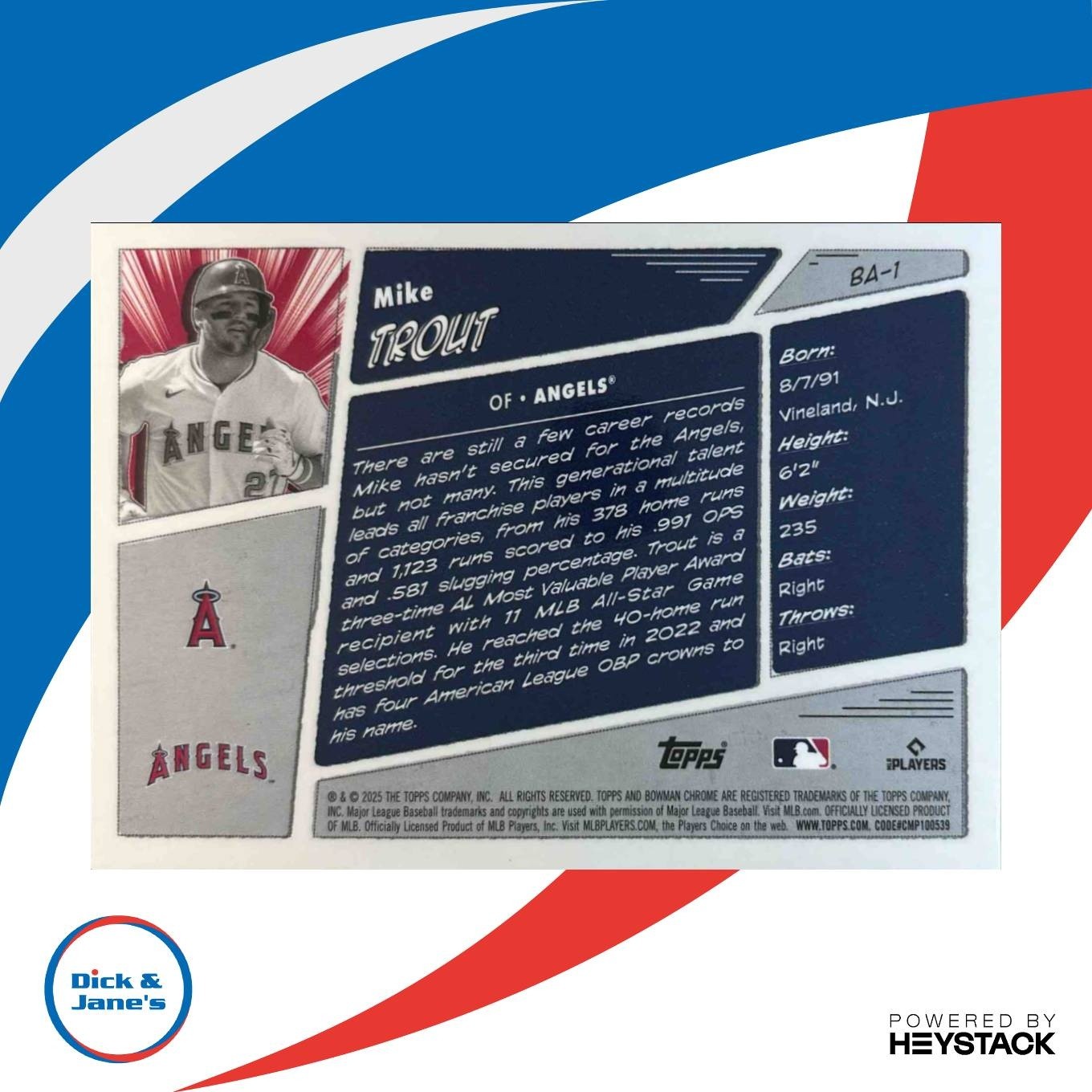 2025 Bowman Mike Trout Anime #BA-1 Los Angeles Angels - Sports Cards