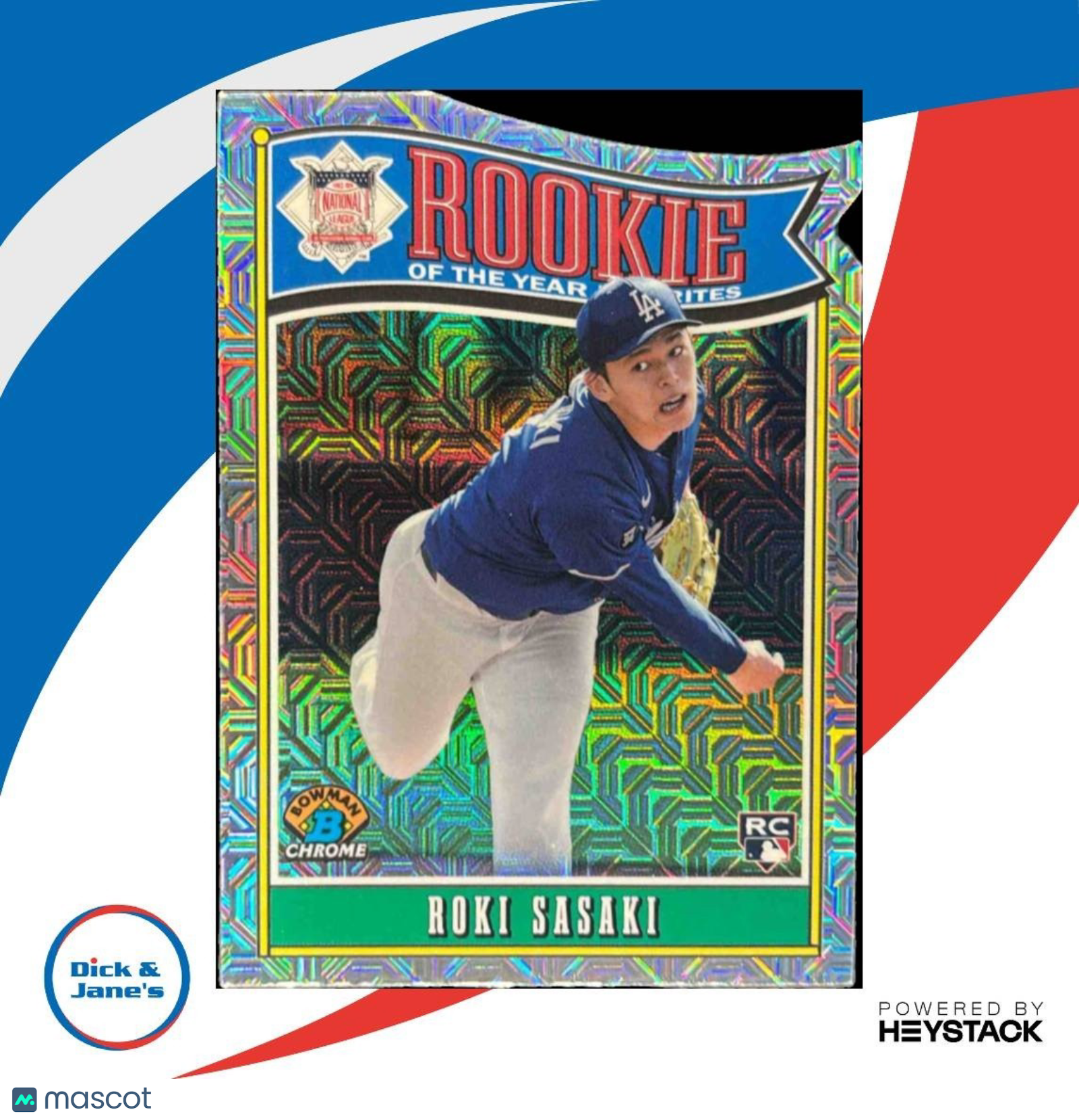 2025 Bowman Roki Sasaki Chrome Rookie of the Year Favorite Mega Box Refractor RC - Sports Cards