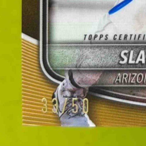 2025 Bowman Slade Caldwell Chrome Auto Gold Lava Refractor 33/50 1st Prospect Sports Cards