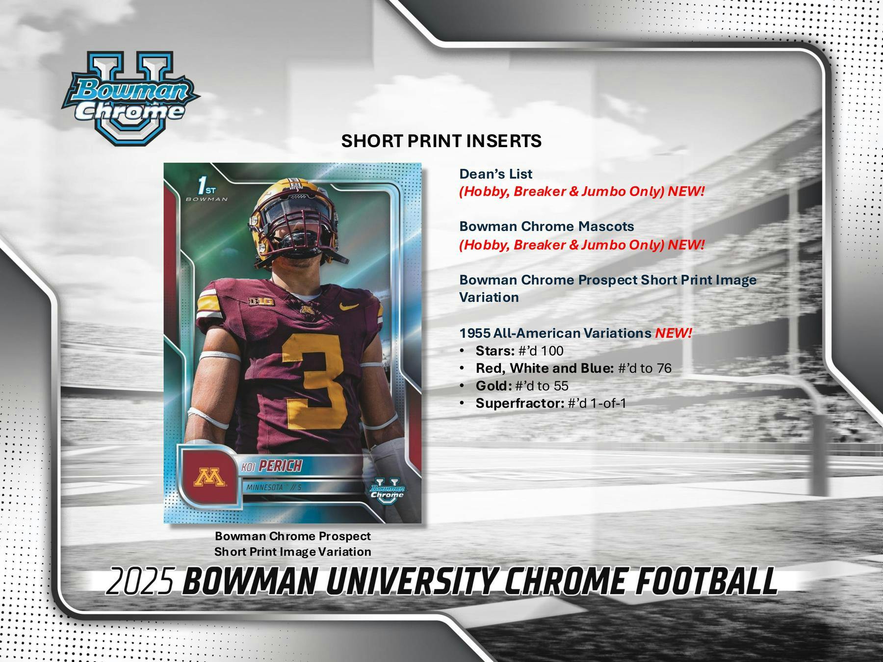 2025 Bowman University Chrome Football Hobby Box (2 Autos) - NFL Hobby Box