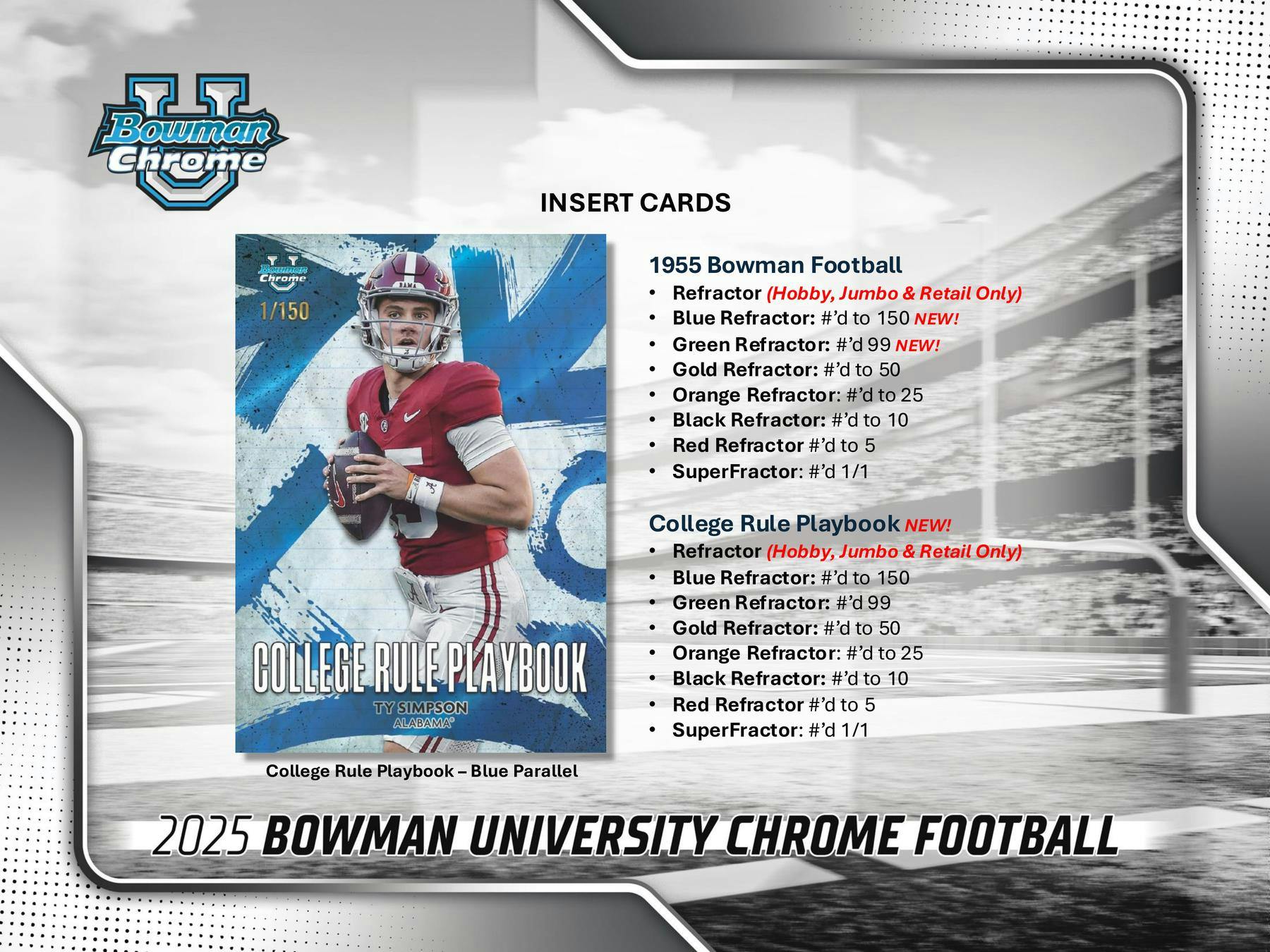 2025 Bowman University Chrome Football Hobby Box (2 Autos) - NFL Hobby Box
