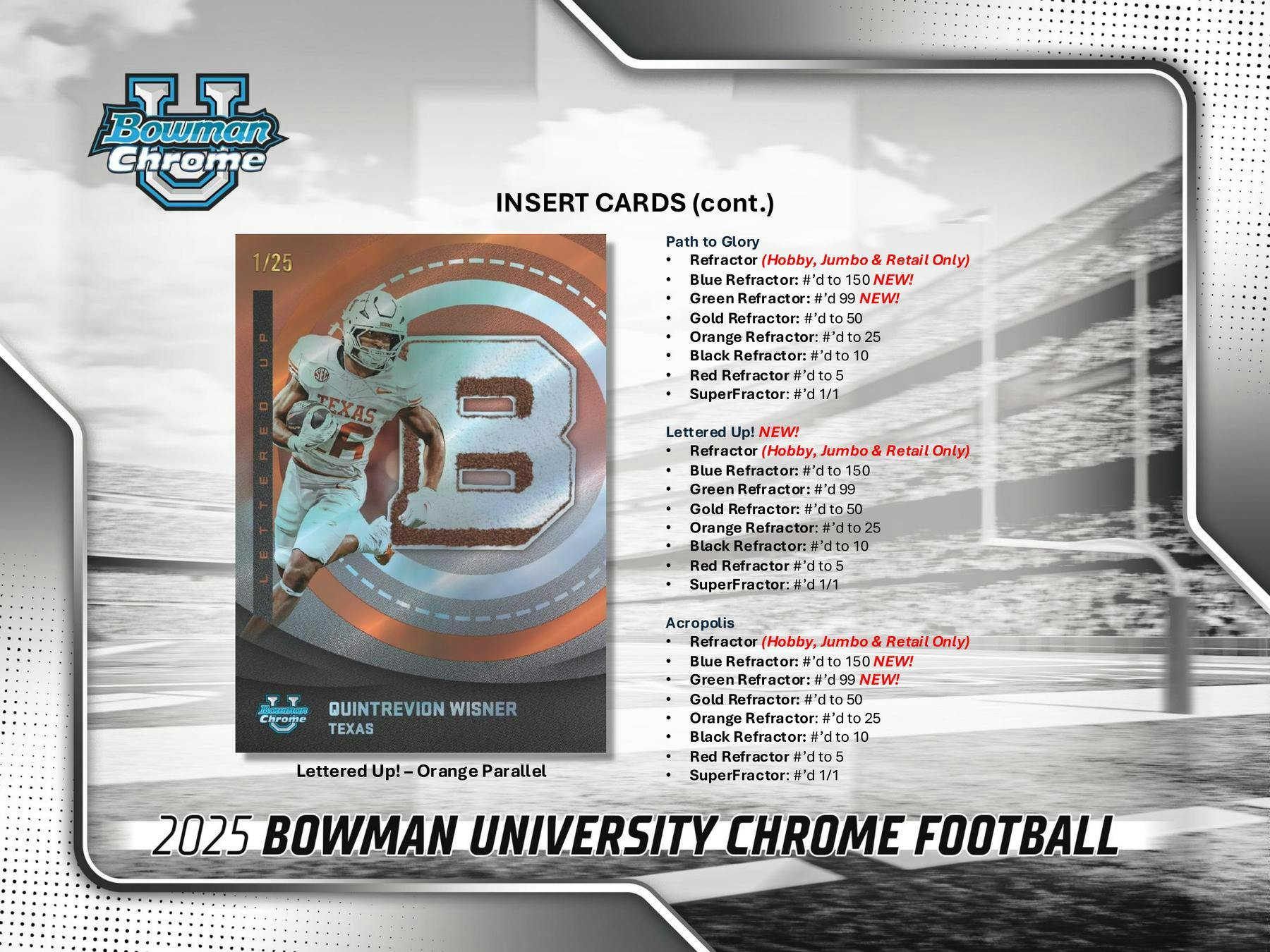 2025 Bowman University Chrome Football Hobby Box (2 Autos) - NFL Hobby Box
