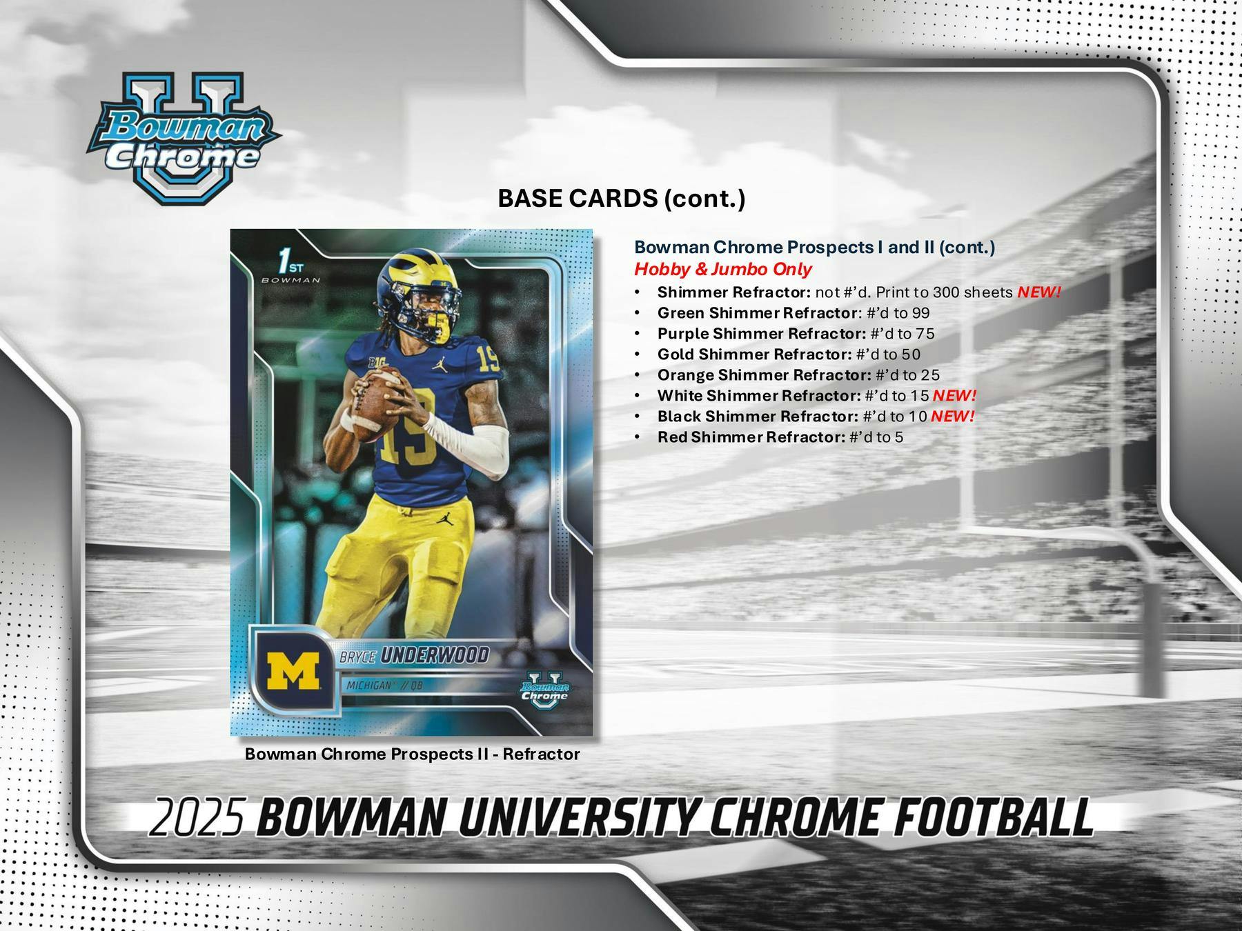 2025 Bowman University Chrome Football Hobby Box (2 Autos) - NFL Hobby Box