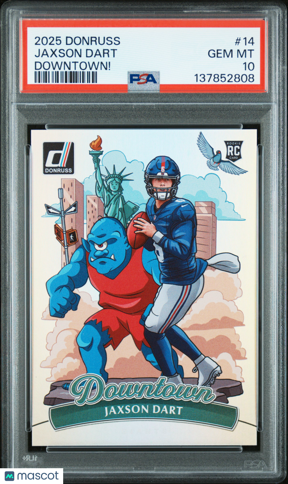 2025 Donruss Downtown! Jaxson Dart #14 Case Hit SSP! PSA 10 GEM MINT Giants - Graded Sports Cards