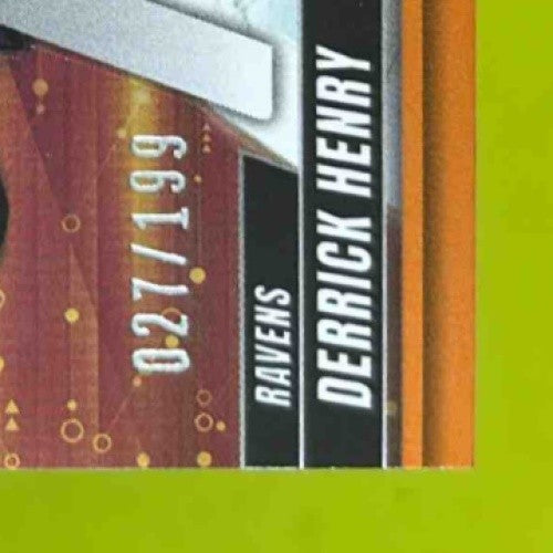 2025 Donruss Elite Derrick Henry Full Throttle Orange 27/199 #8 Baltimore Ravens - Sports Cards