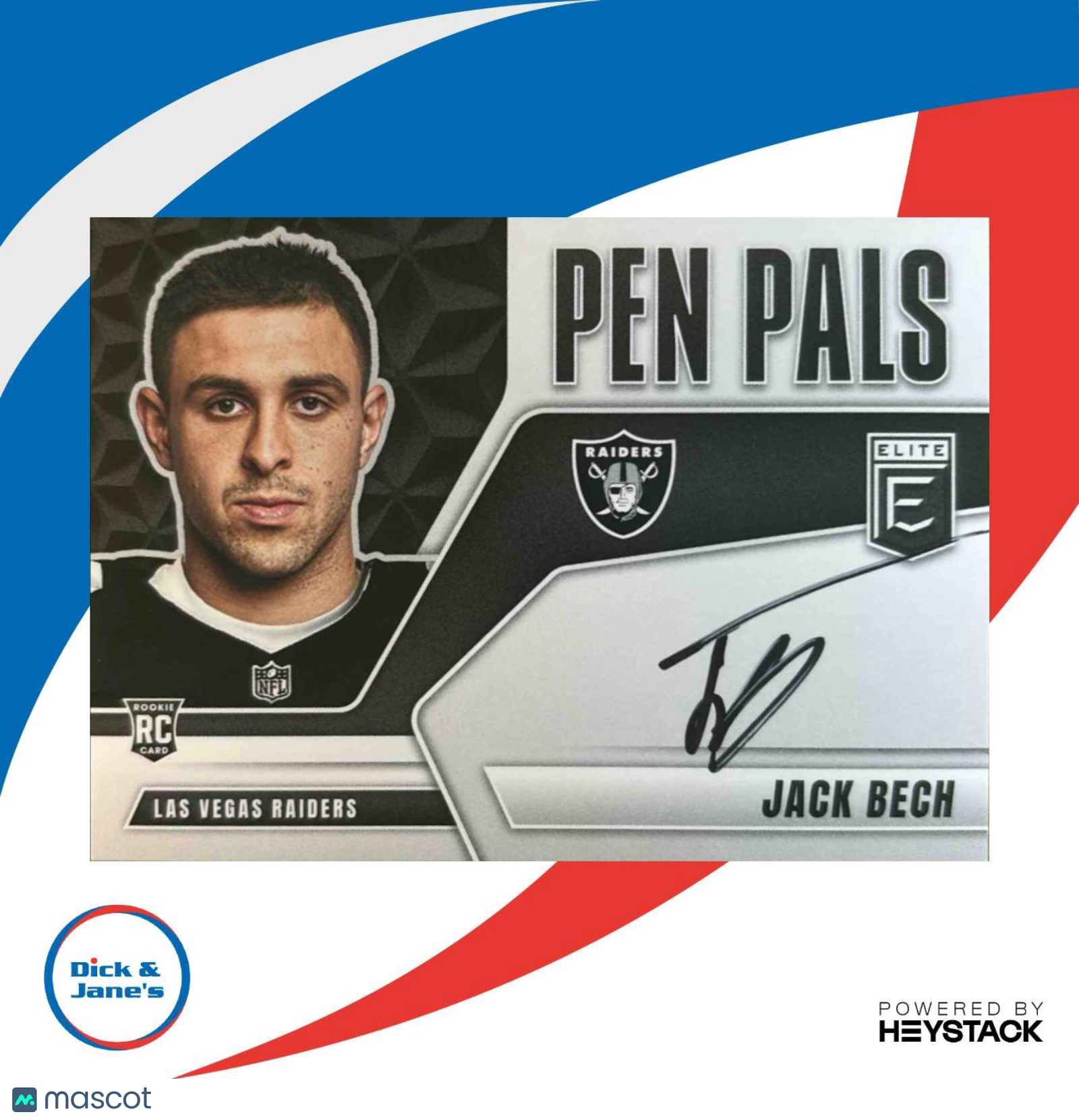 2025 Donruss Elite Jack Bech Pen Pals (Horizontal) PP-JBE Auto Las Vegas Raiders - Sports Cards