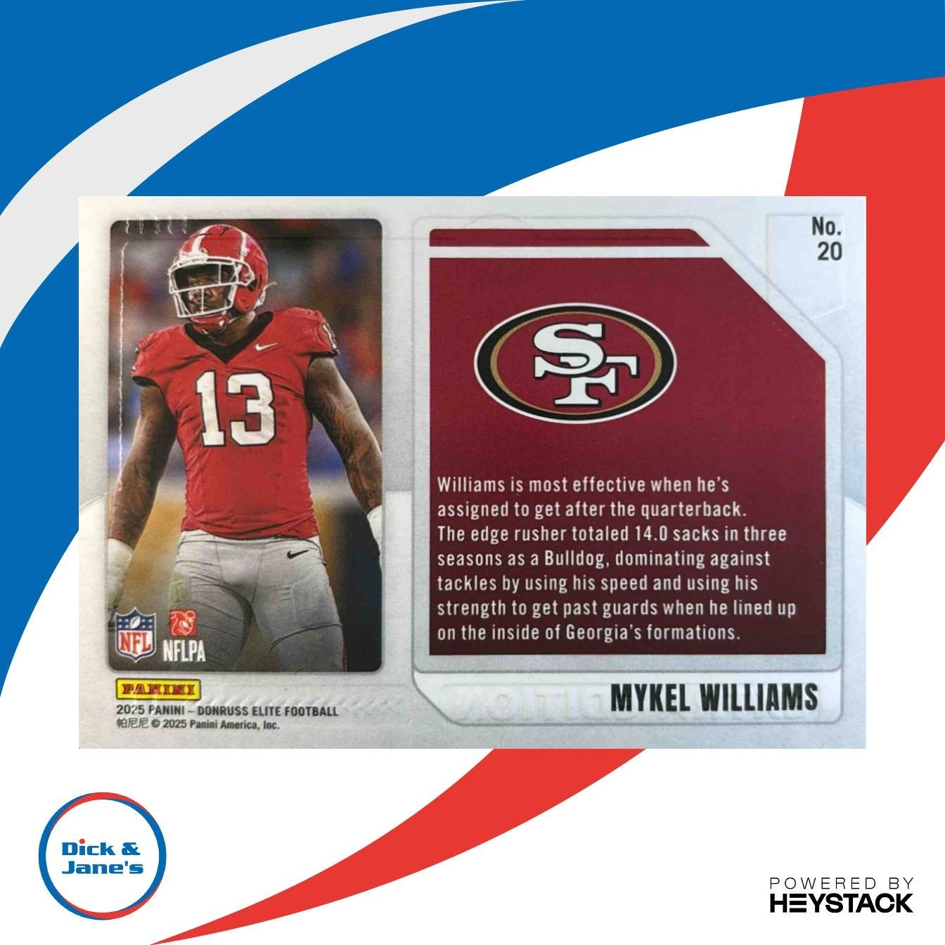 2025 Donruss Elite Mykel Williams Extra Edition 83/799 #20 San Francisco 49ers - Sports Cards