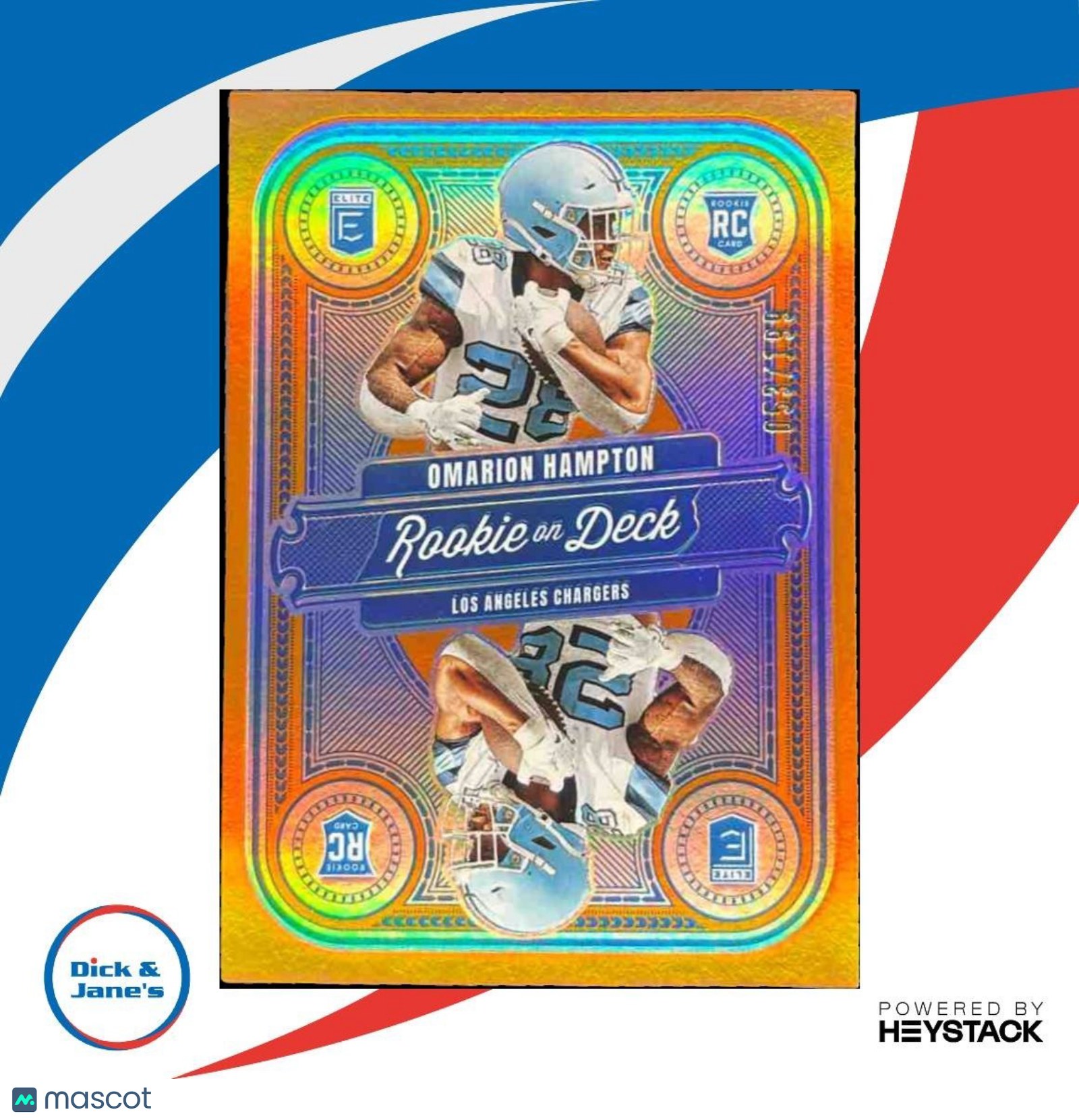 2025 Donruss Elite Omarion Hampton Rookie On Deck Orange /199 #2 Chargers - Sports Cards