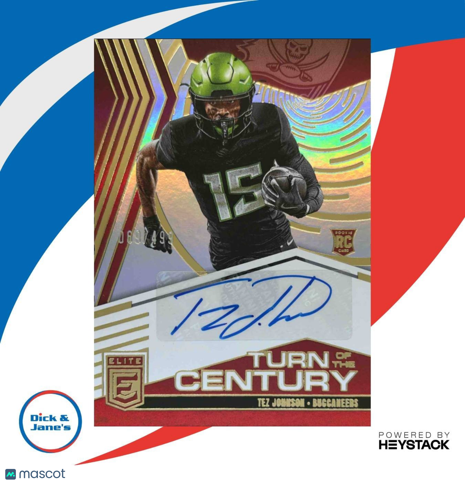 2025 Donruss Elite Tez Johnson Turn of the Century Auto /499 Buccaneers - Sports Cards