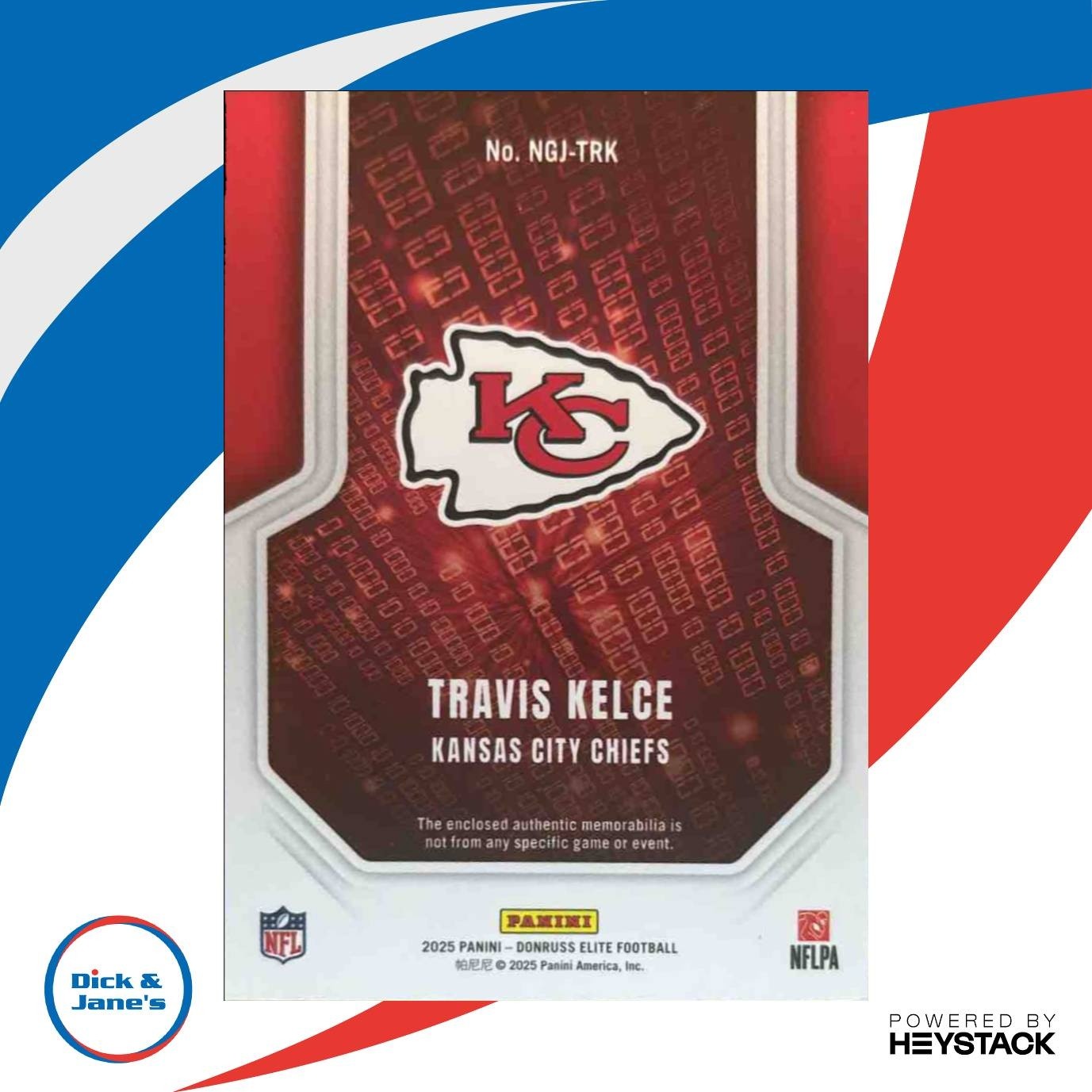 2025 Donruss Elite Travis Kelce Numbers Game Jerseys /599 #22 Kansas City Chiefs - Sports Cards