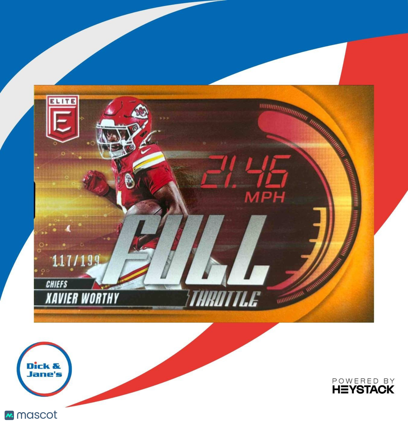 2025 Donruss Elite Xavier Worthy Full Throttle Orange /199 #11 Kansas City Chief - Sports Cards