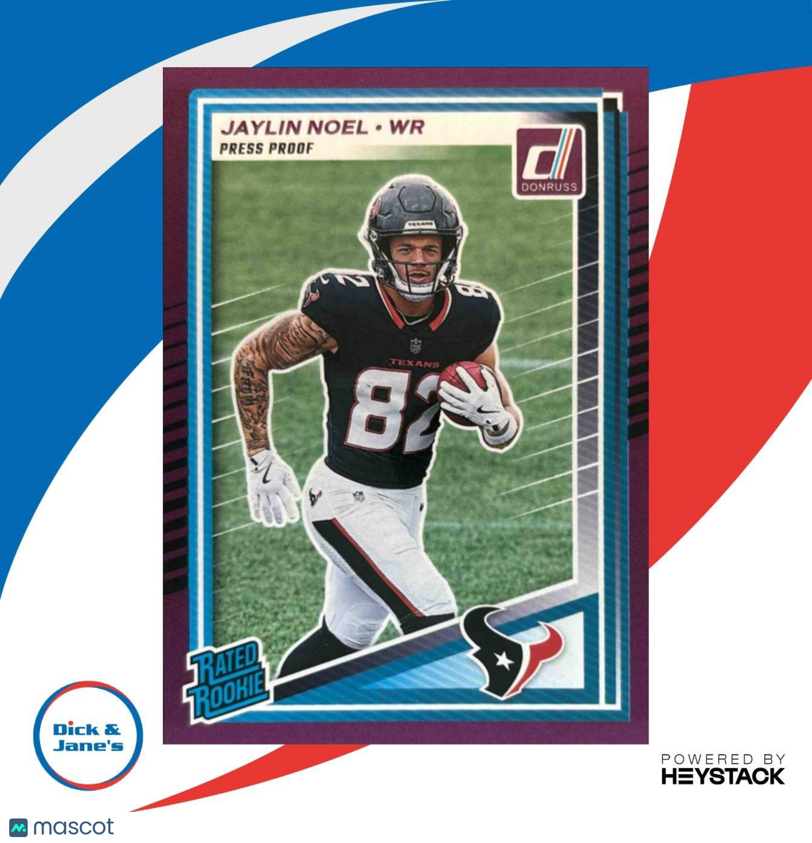 2025 Donruss Jaylin Noel Rated Rookie Press Proof Purple #324 RC Houston Texans - Sports Cards