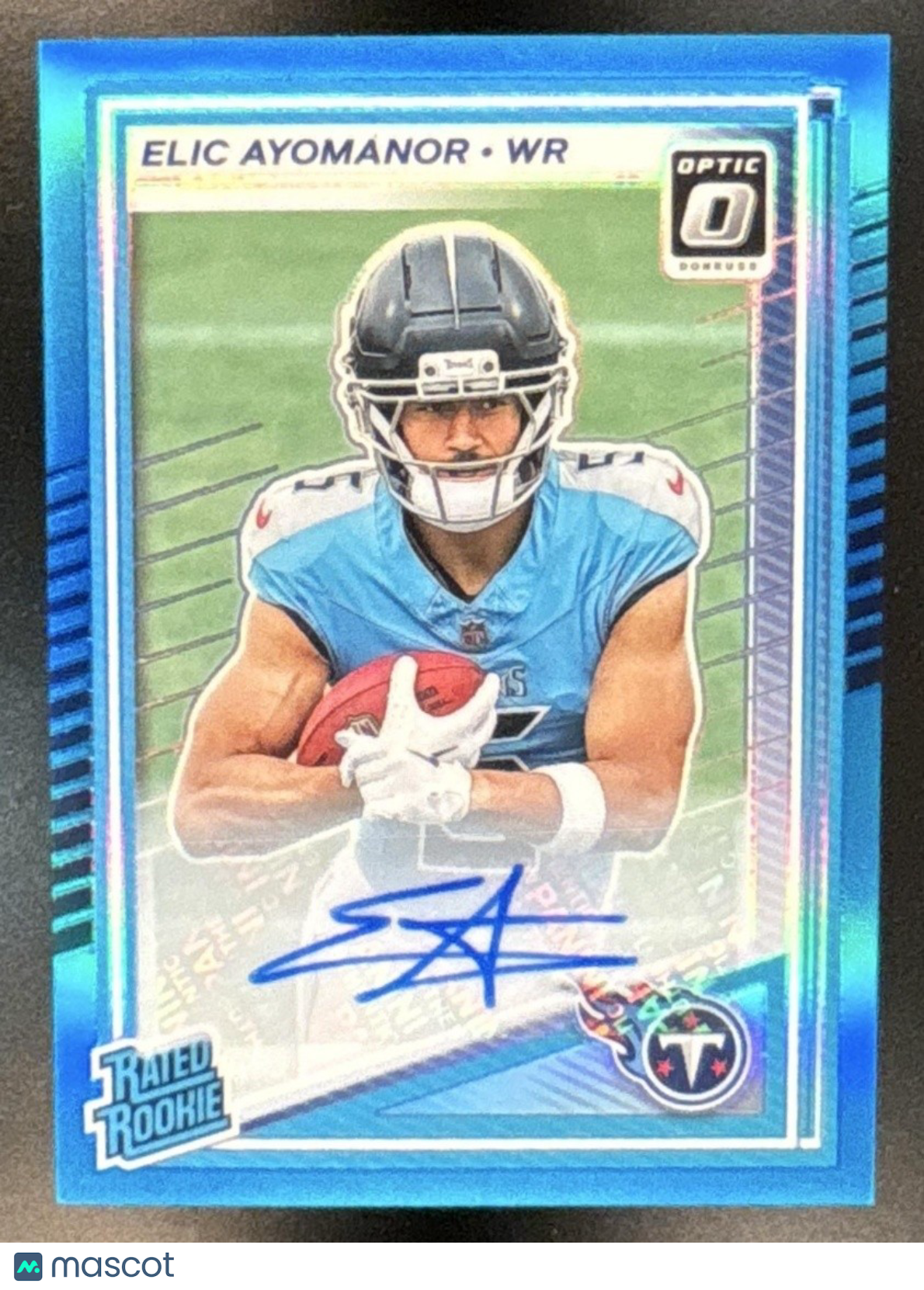2025 Donruss Optic Elic Ayomanor RPS Auto Neon Blue /299 #235 Tennessee Titans - Sports Cards