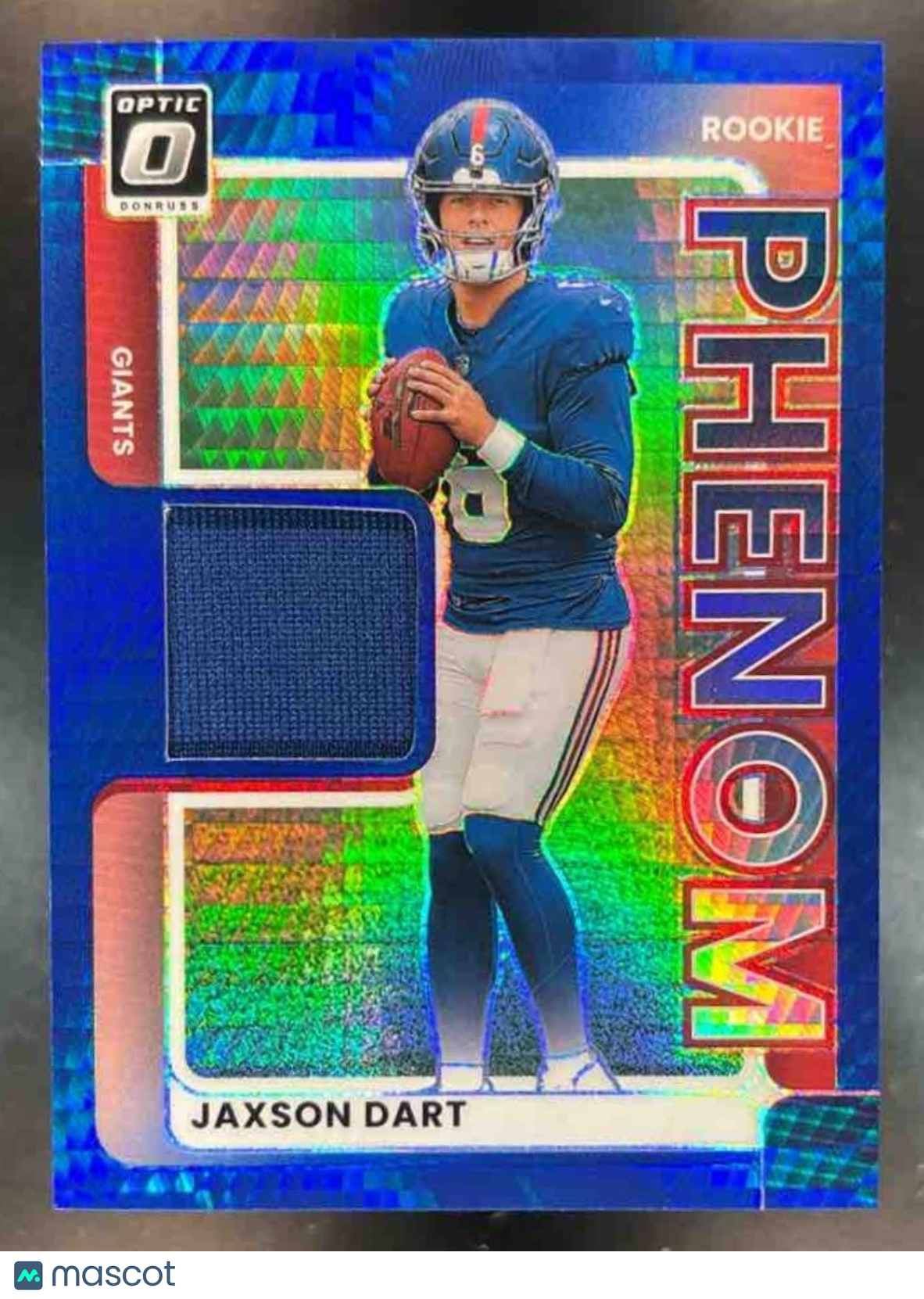 2025 Donruss Optic Jaxson Dart Rookie Phenoms Blue Hyper RC MEM New York Giants - Sports Cards