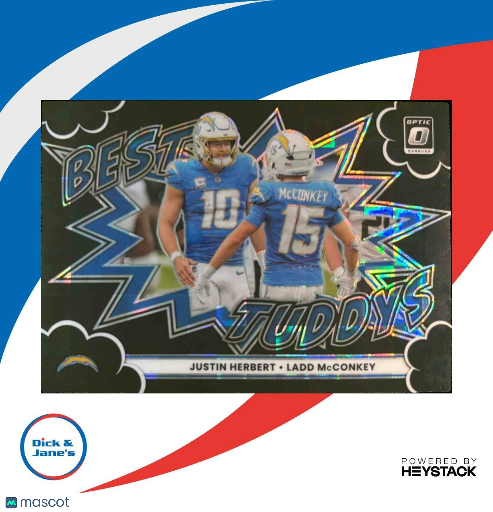 2025 Donruss Optic Justin Herbert Ladd McConkey Best Tuddys Black Pandora /149 - Sports Cards