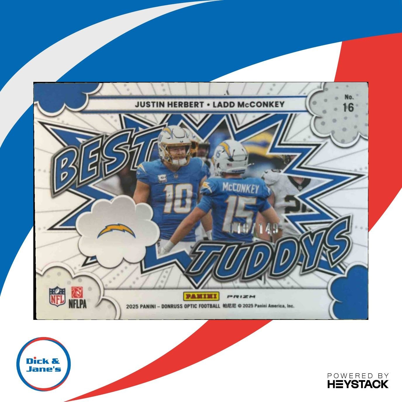 2025 Donruss Optic Justin Herbert Ladd McConkey Best Tuddys Black Pandora /149 - Sports Cards