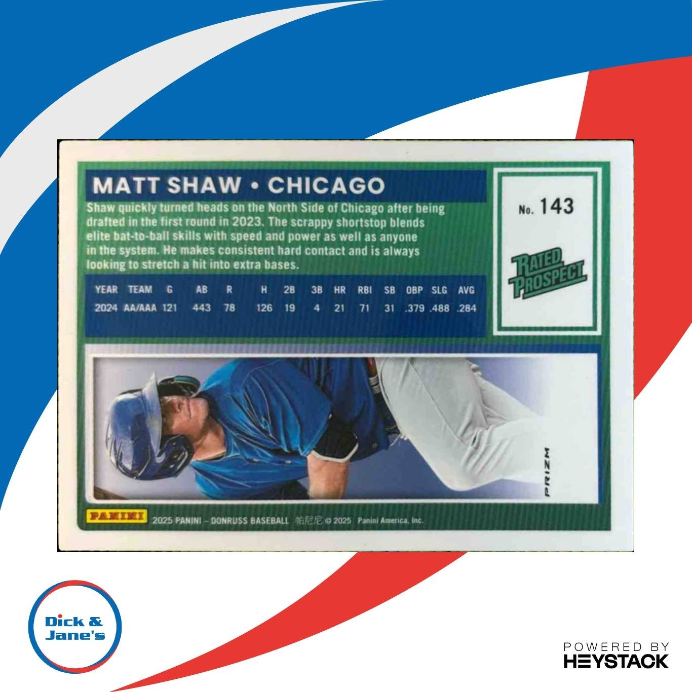 2025 Donruss Optic Matt Shaw Blue Velocity #143 Chicago Cubs - Sports Cards