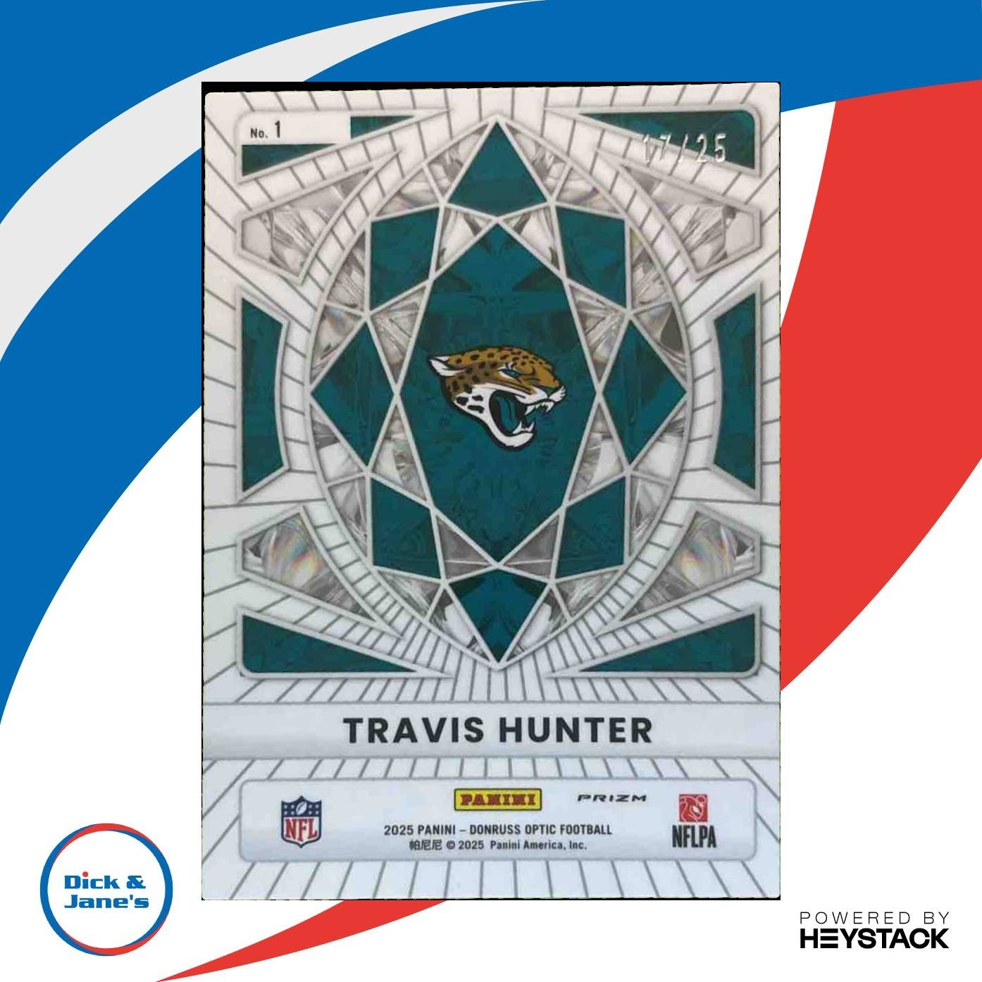 2025 Donruss Optic Travis Hunter Diamond Hands Purple /25 RC Jacksonville Jaguar - Sports Cards