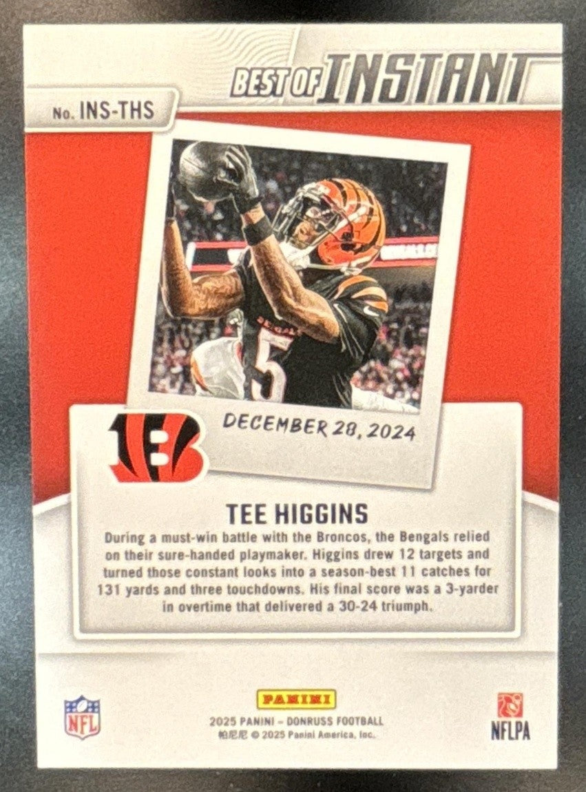 2025 Donruss Tee Higgins Best of Instant Holo /100 #INS-THS Cincinnati Bengals - Sports Cards