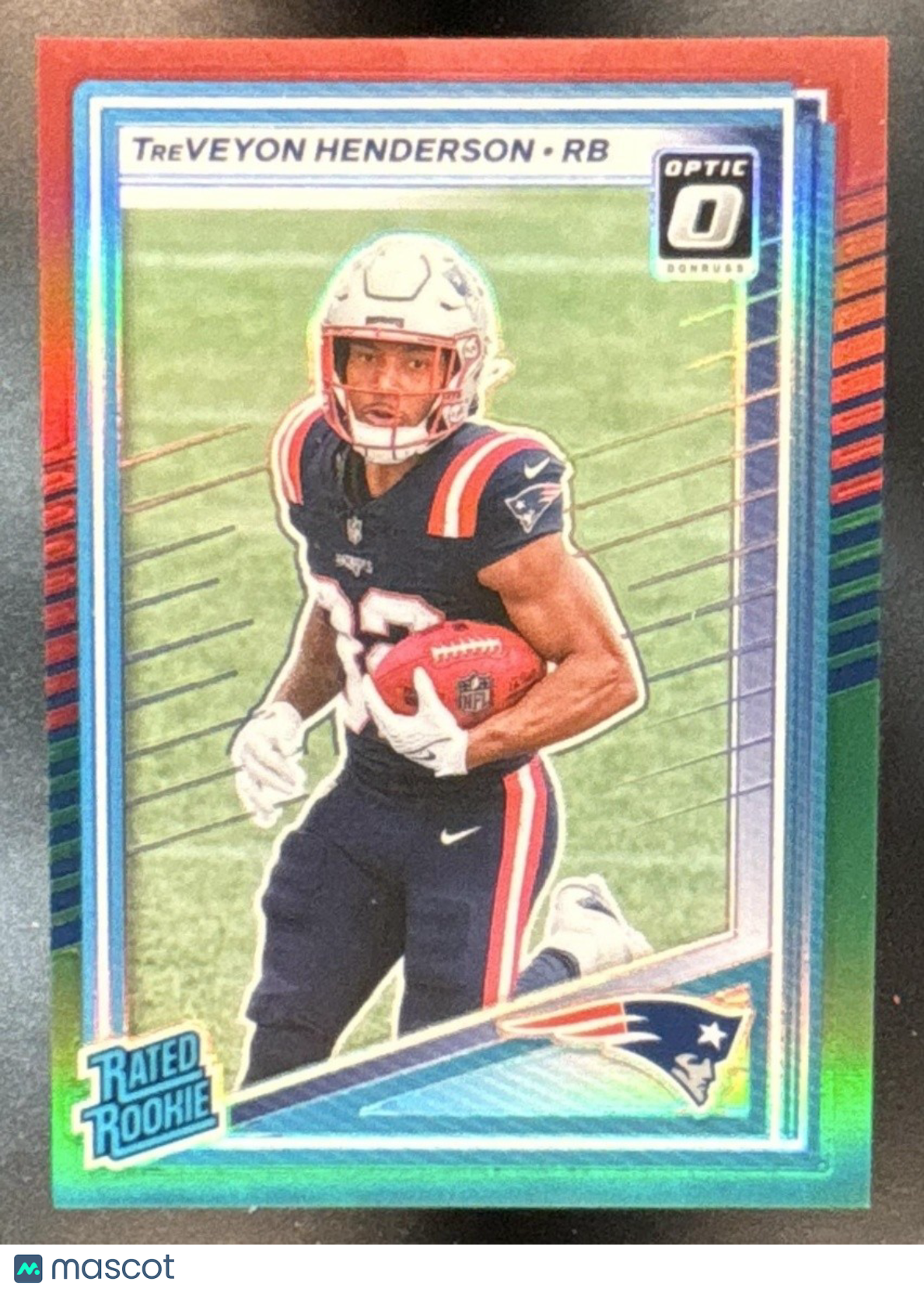 2025 Donruss TreVeyon Henderson Optic Preview Red & Green #332 RC Patriots - Sports Cards