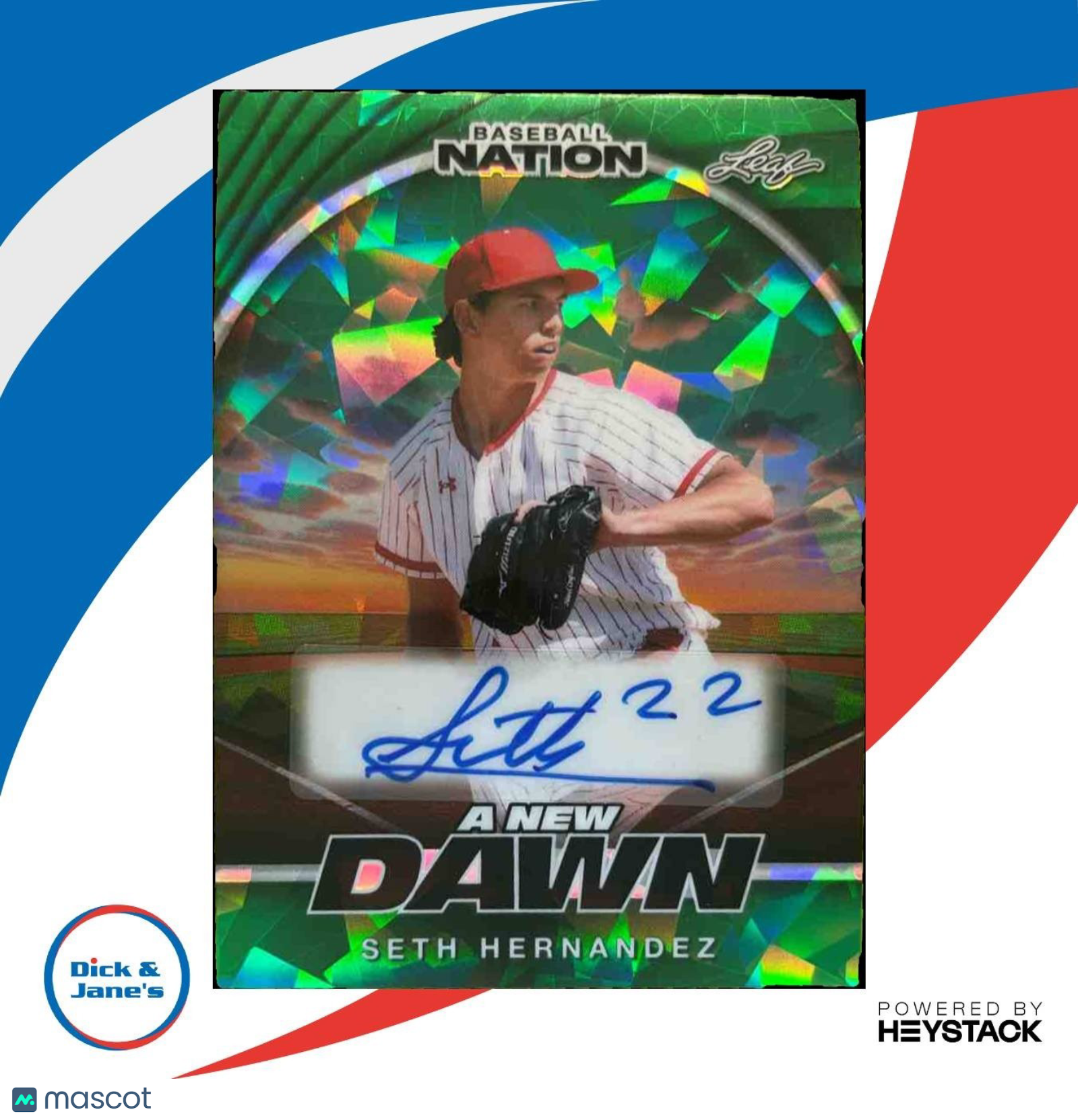 2025 Leaf Baseball Nation Seth Hernandez New Dawn Auto Lava Green 2/5 #NA-SH1 - Sports Cards