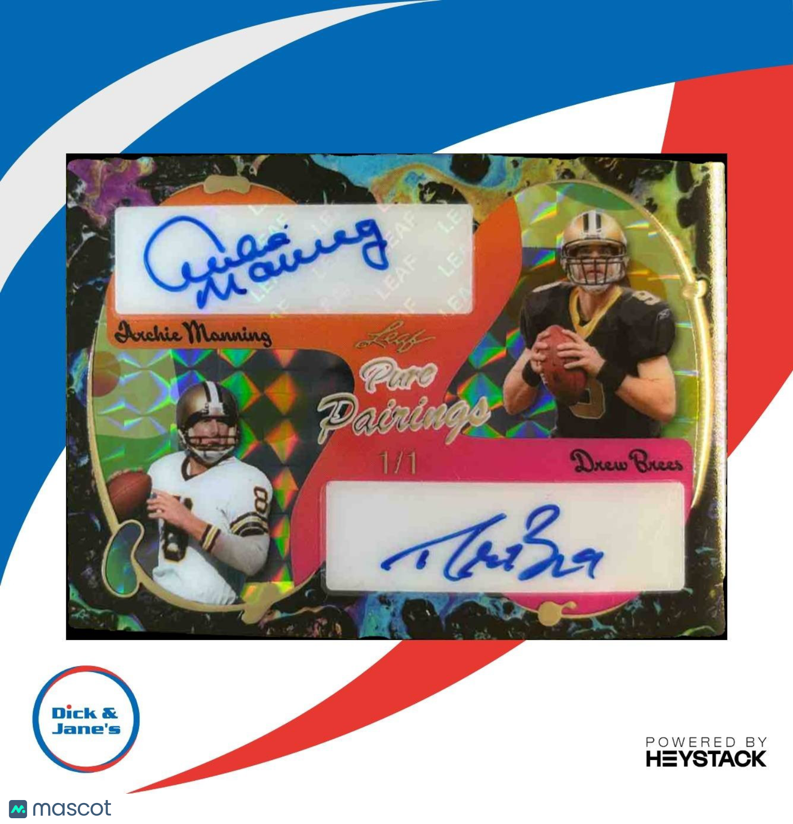 2025 Leaf Eclectic Archie Manning Drew Brees Pure Pairings Auto 1/1 - Sports Cards