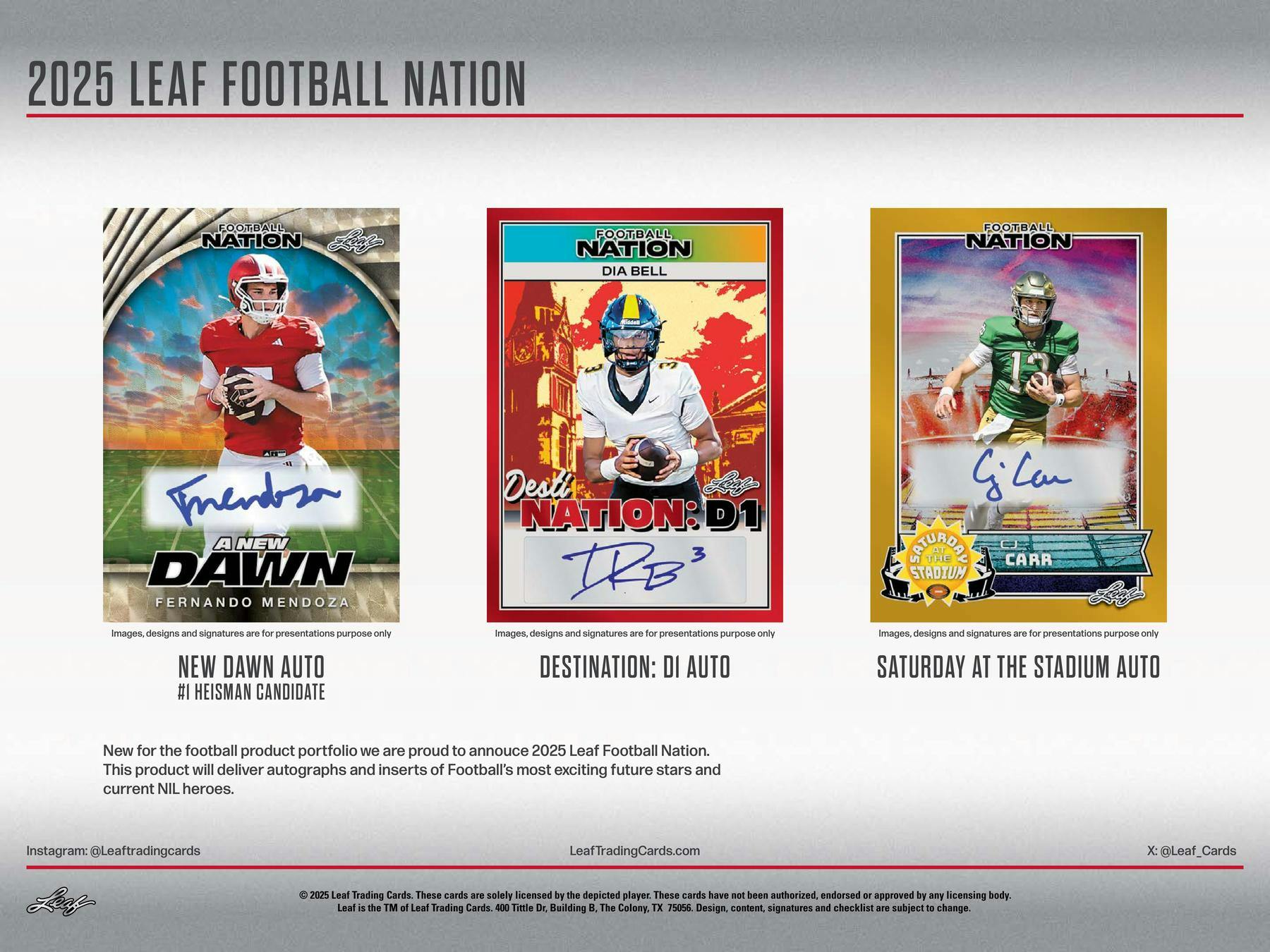 2025 Leaf Football Nation Hobby Box (5 Autographs) Soccer Futbol Autos??? - NFL Hobby Box