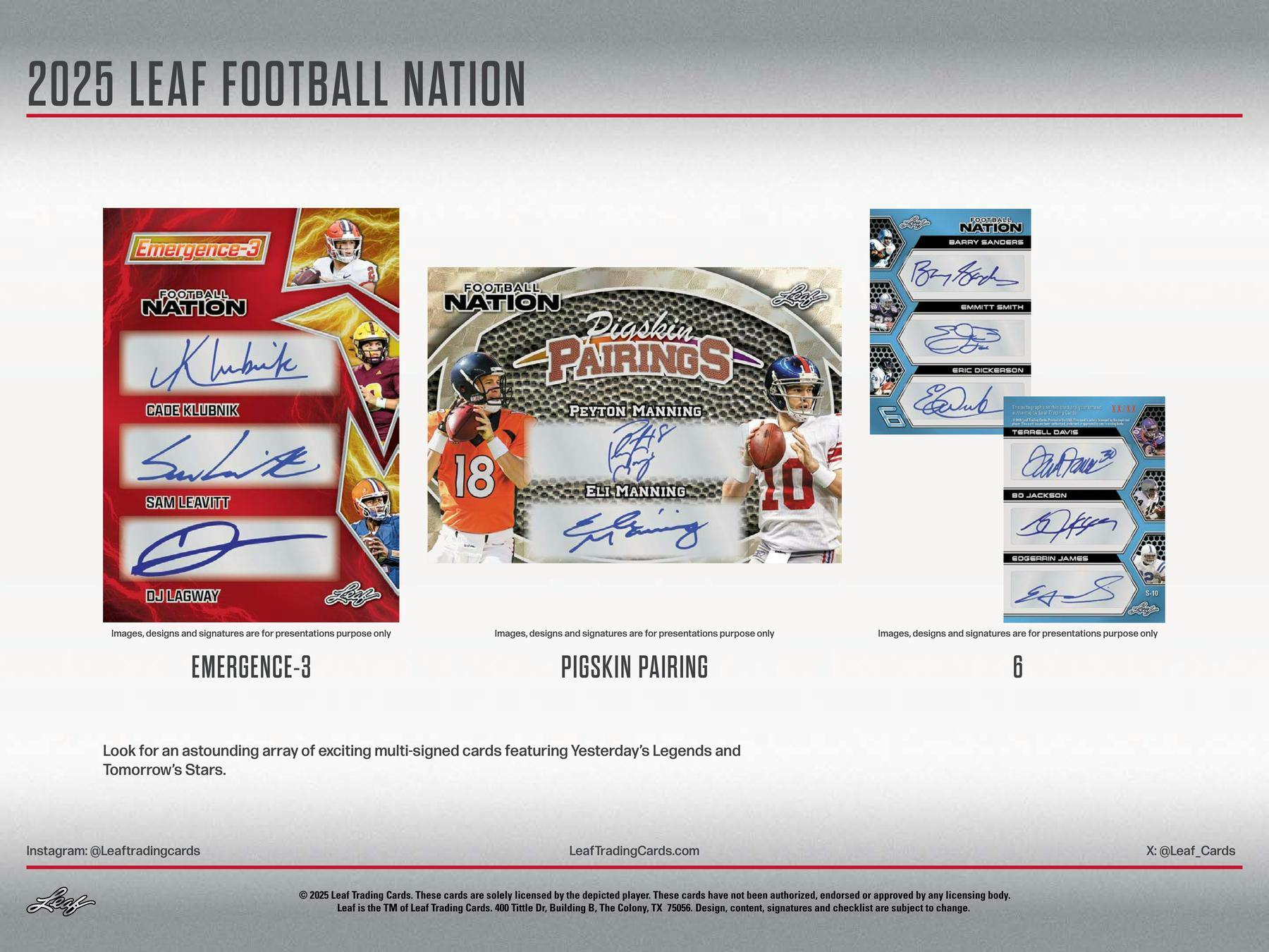 2025 Leaf Football Nation Hobby Box (5 Autographs) Soccer Futbol Autos??? - NFL Hobby Box