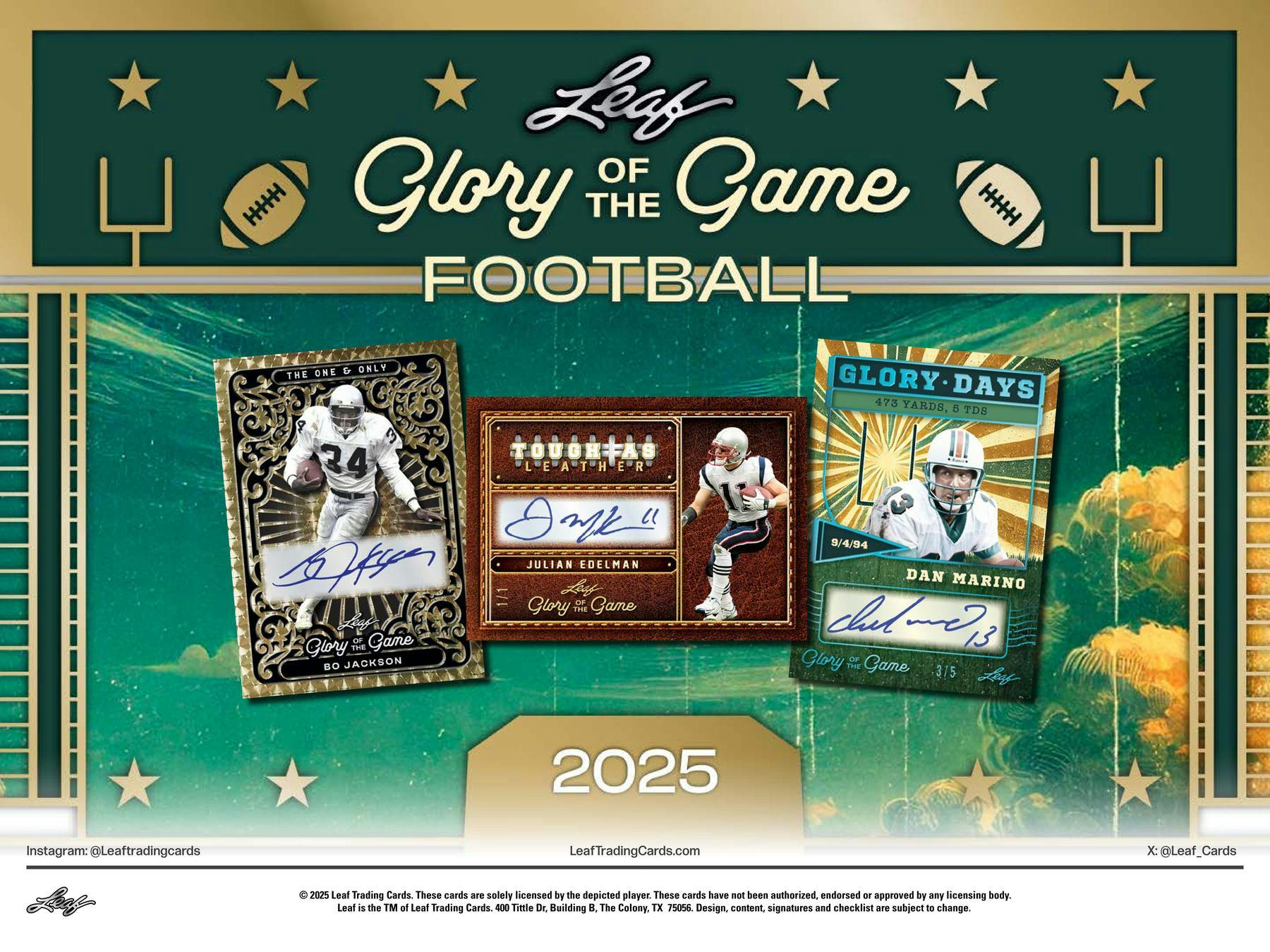 2025 Leaf Glory of the Game Football Hobby Box (4 Premium Hits) MLB Hobby Box