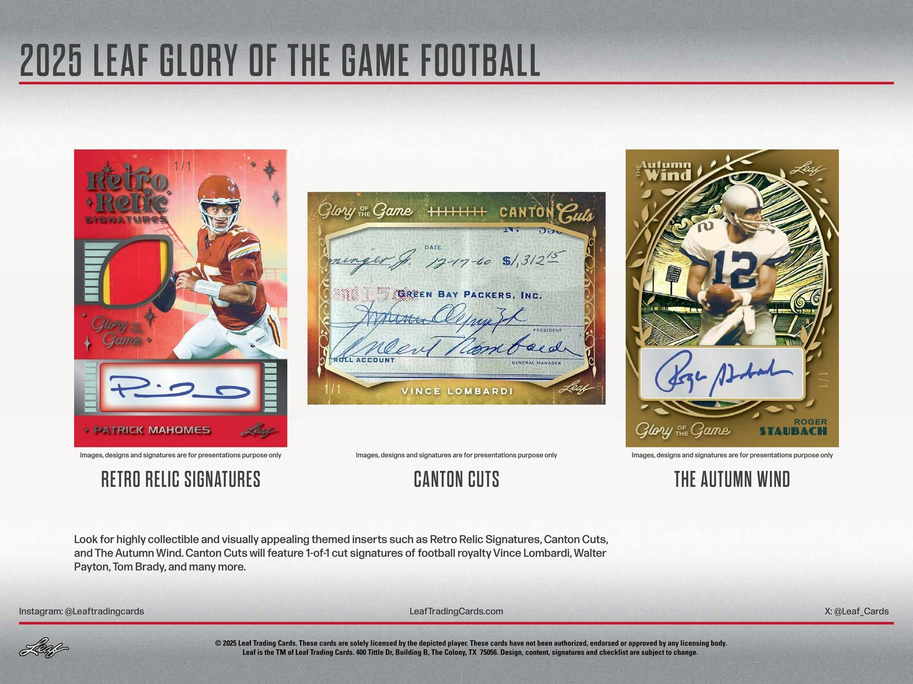 2025 Leaf Glory of the Game Football Hobby Box (4 Premium Hits) MLB Hobby Box