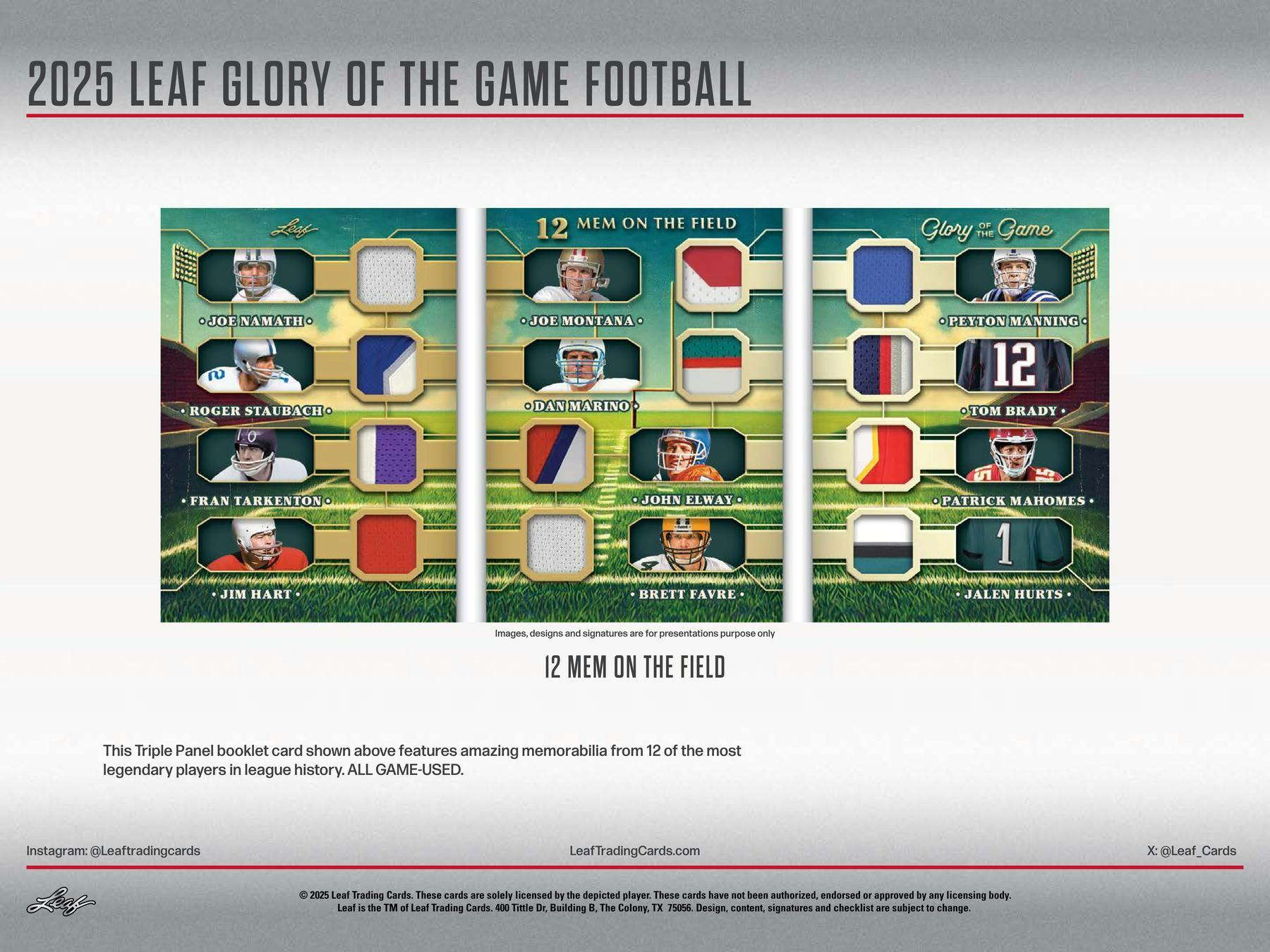 2025 Leaf Glory of the Game Football Hobby Box (4 Premium Hits) MLB Hobby Box