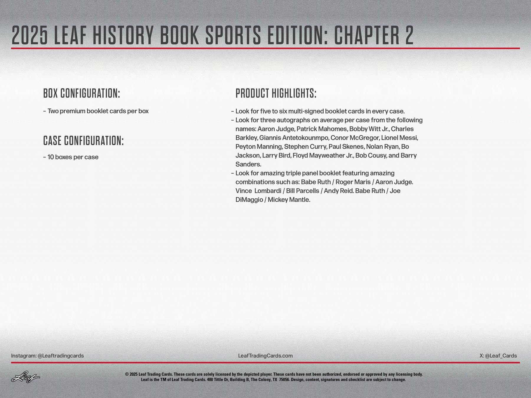 2025 Leaf History Book Sports Edition: Chapter 2 Hobby Box - Hobby Box