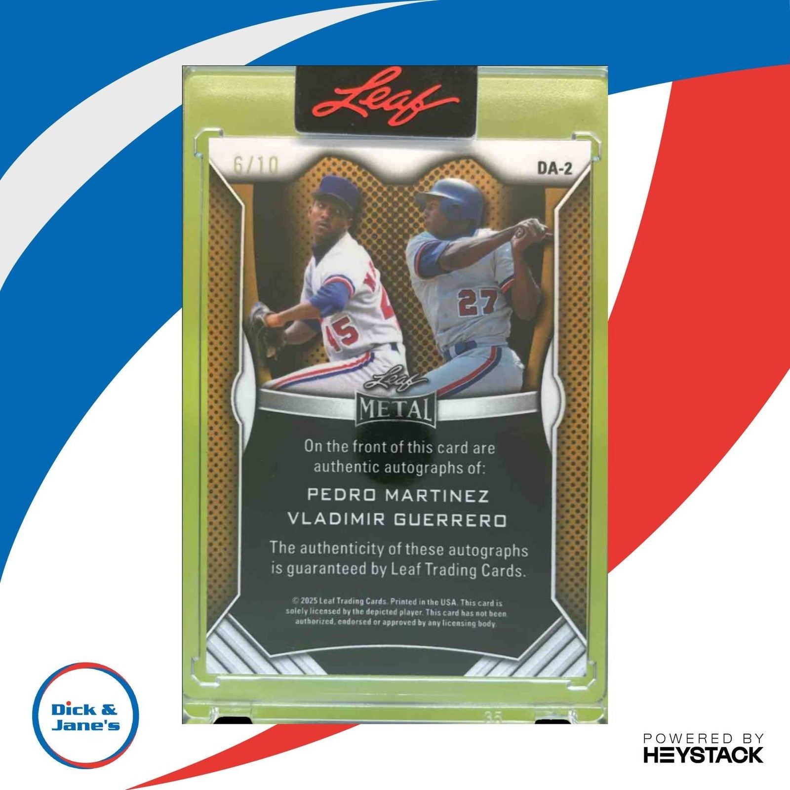 2025 Leaf Metal Authentics Pedro Martinez Vladimir Guerrero Dual Auto /10 #DA-2 - Sports Cards