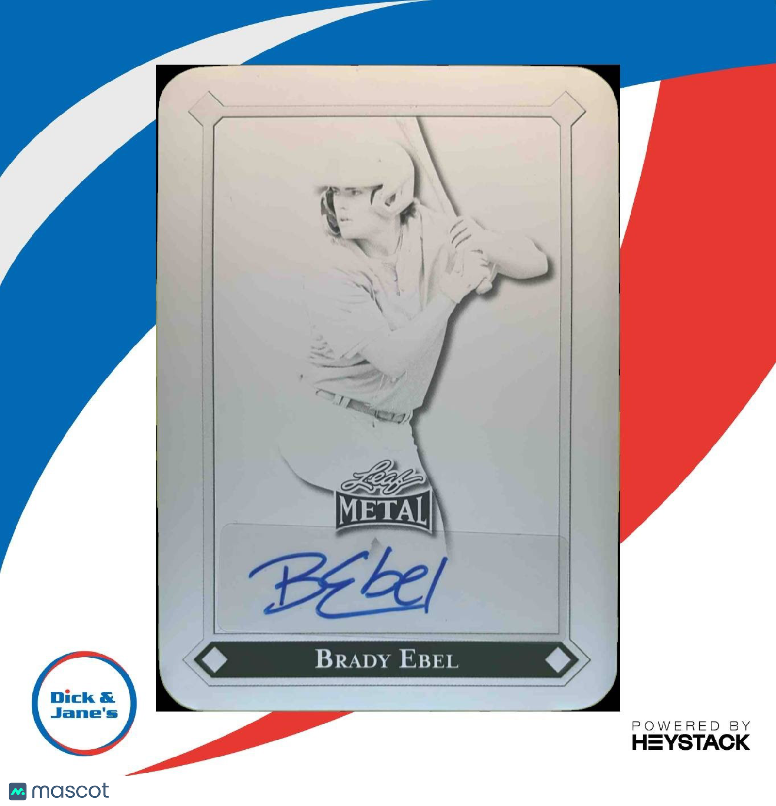 2025 Leaf Metal Brady Ebel 92 LGR Printing Plates Black 1/1 #LGR-BE1 Auto - Sports Cards
