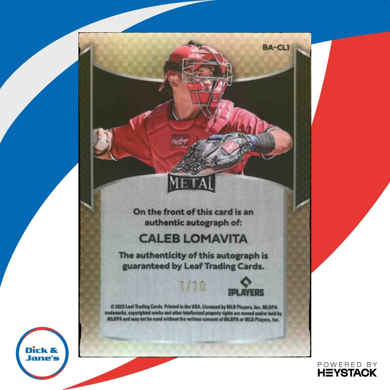 2025 Leaf Metal Caleb Lomavita Auto Pulsar Silver 1/10 #BA-CL1 - Sports Cards