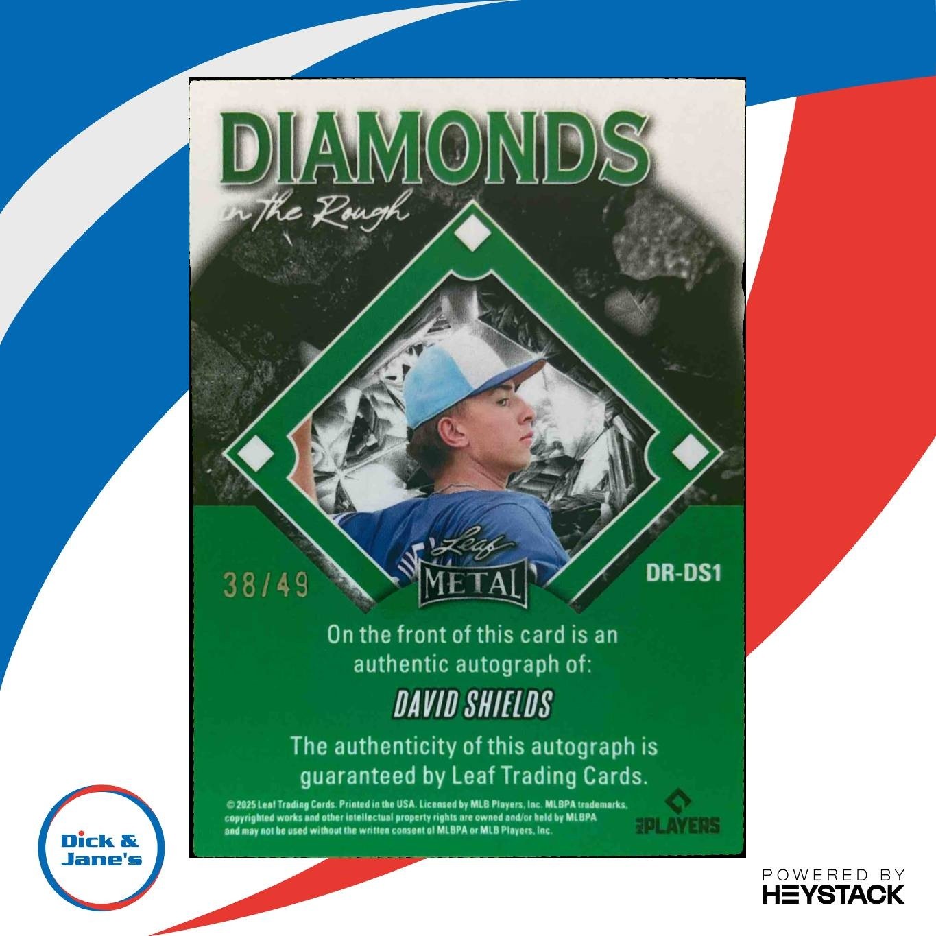 2025 Leaf Metal David Shields Diamond in the Rough Auto Silver /49 - Sports Cards