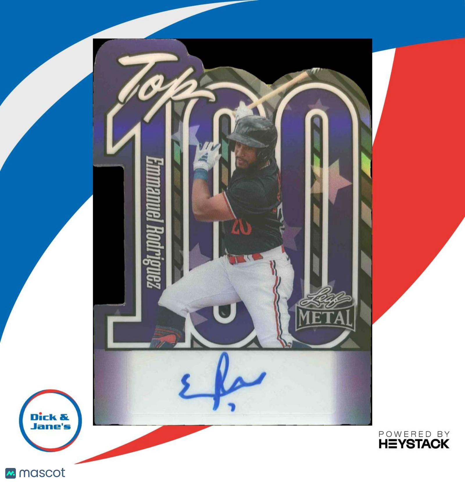 2025 Leaf Metal Emmanuel Rodriguez Top 100 Prismatic Purple 2/10 #T-ER1 Auto - Sports Cards