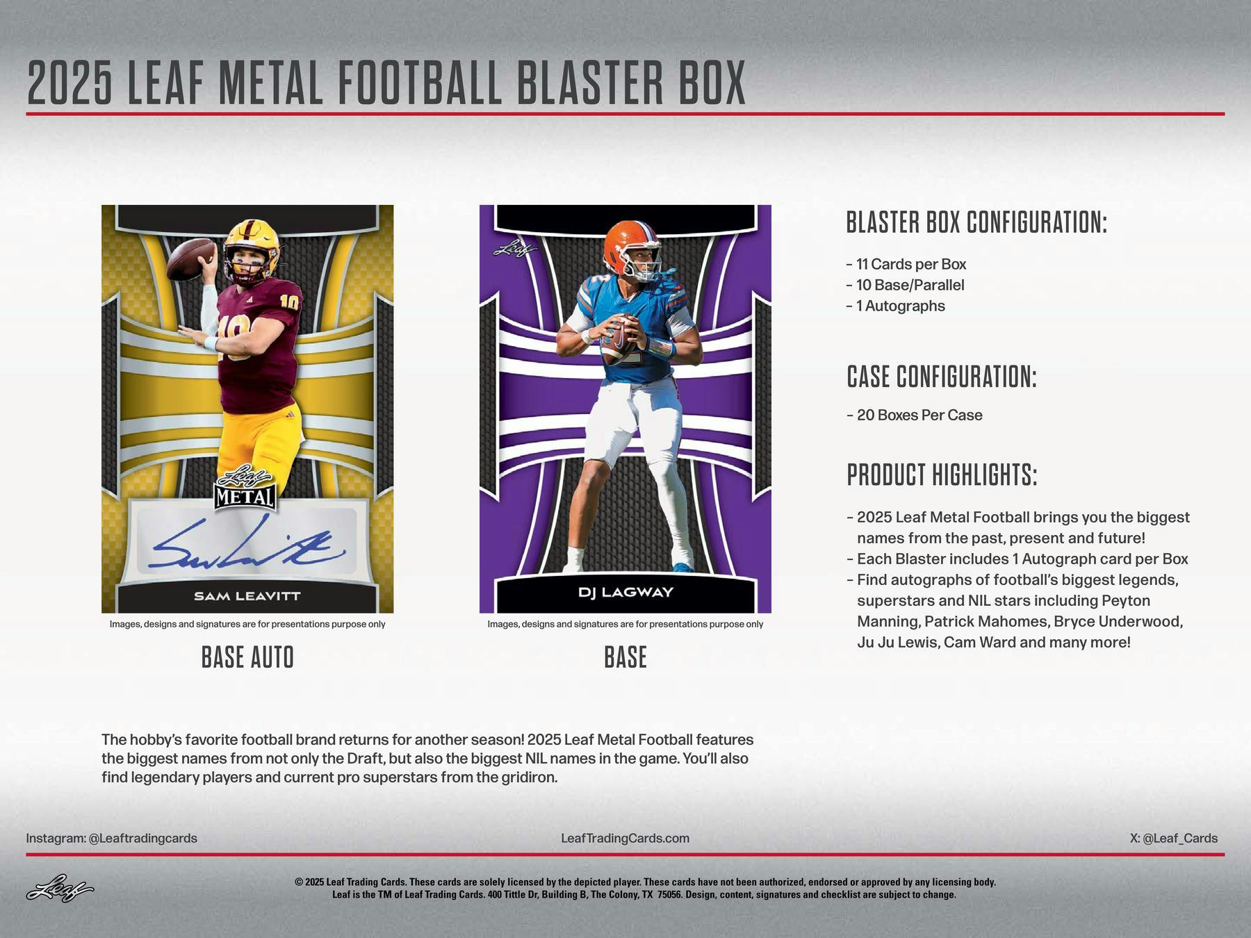 2025 Leaf Metal Football Blaster Box (1 Auto!) - Football Box