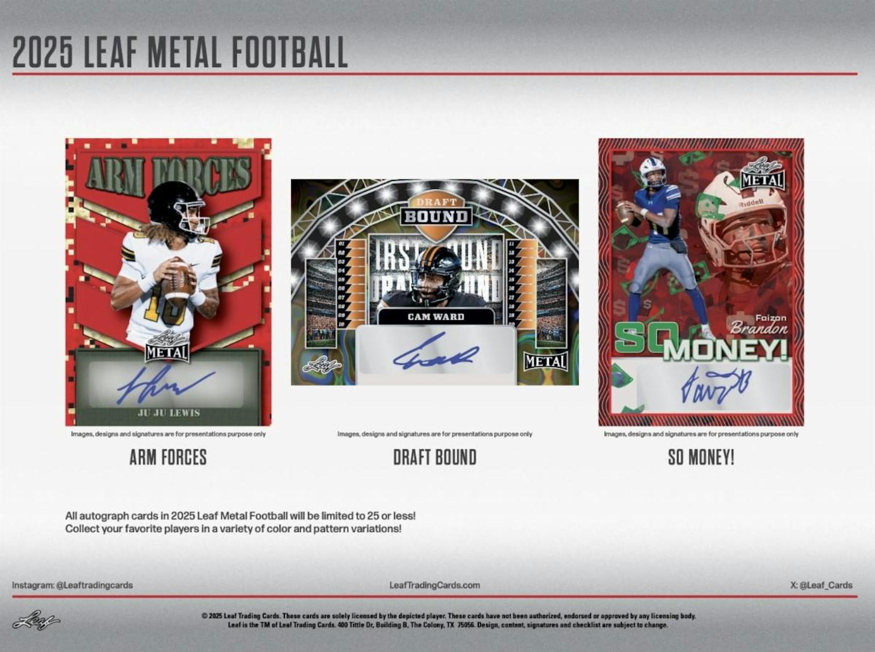 2025 Leaf Metal Football Hobby Jumbo Box (9 + 1 Hobby Auto) - NFL Hobby Box