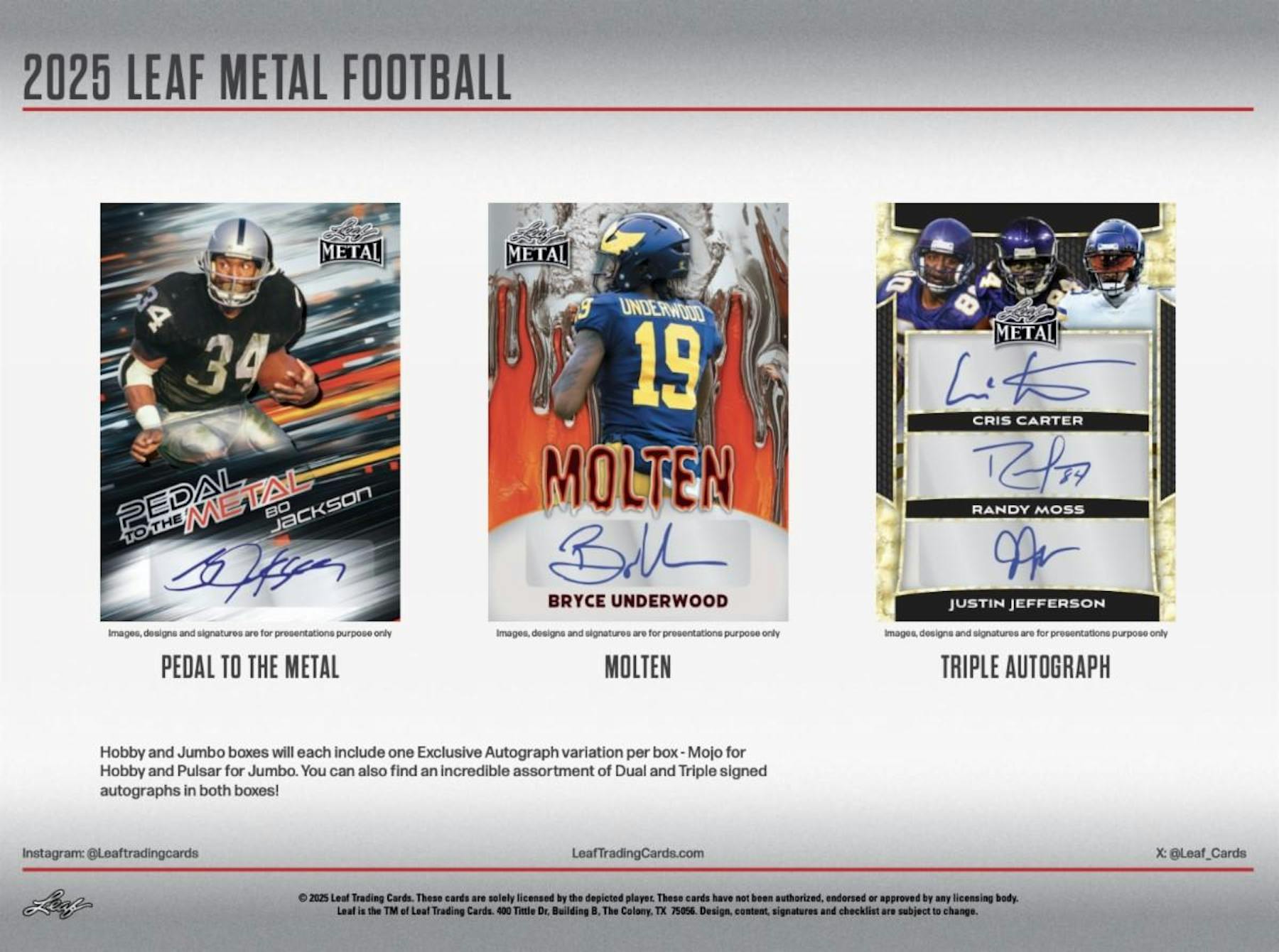 2025 Leaf Metal Football Hobby Jumbo Box (9 + 1 Hobby Auto) - NFL Hobby Box