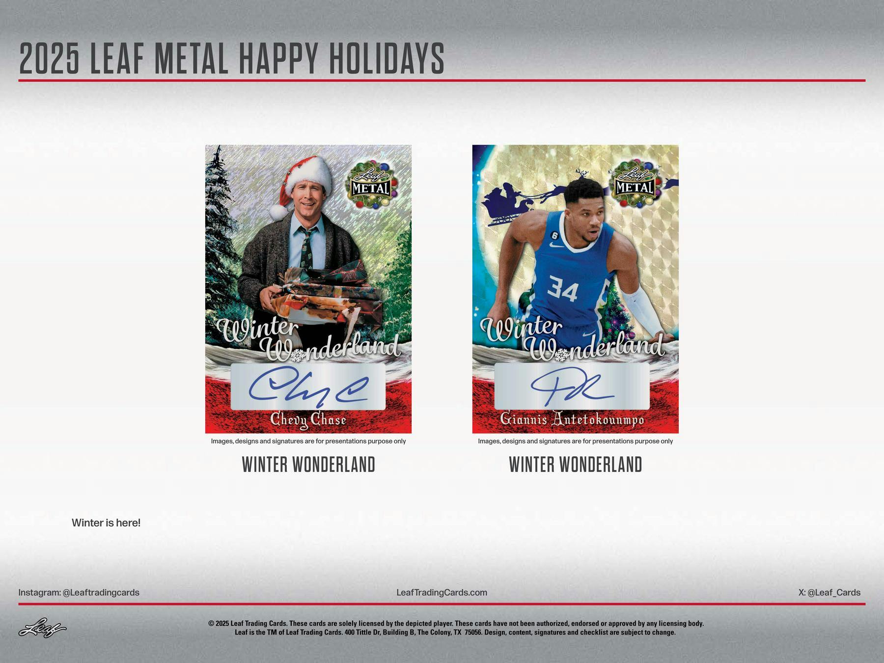 2025 Leaf Metal Happy Holidays Hobby Box (3 Autos) Multi-Sport Entertainment - Hobby Box