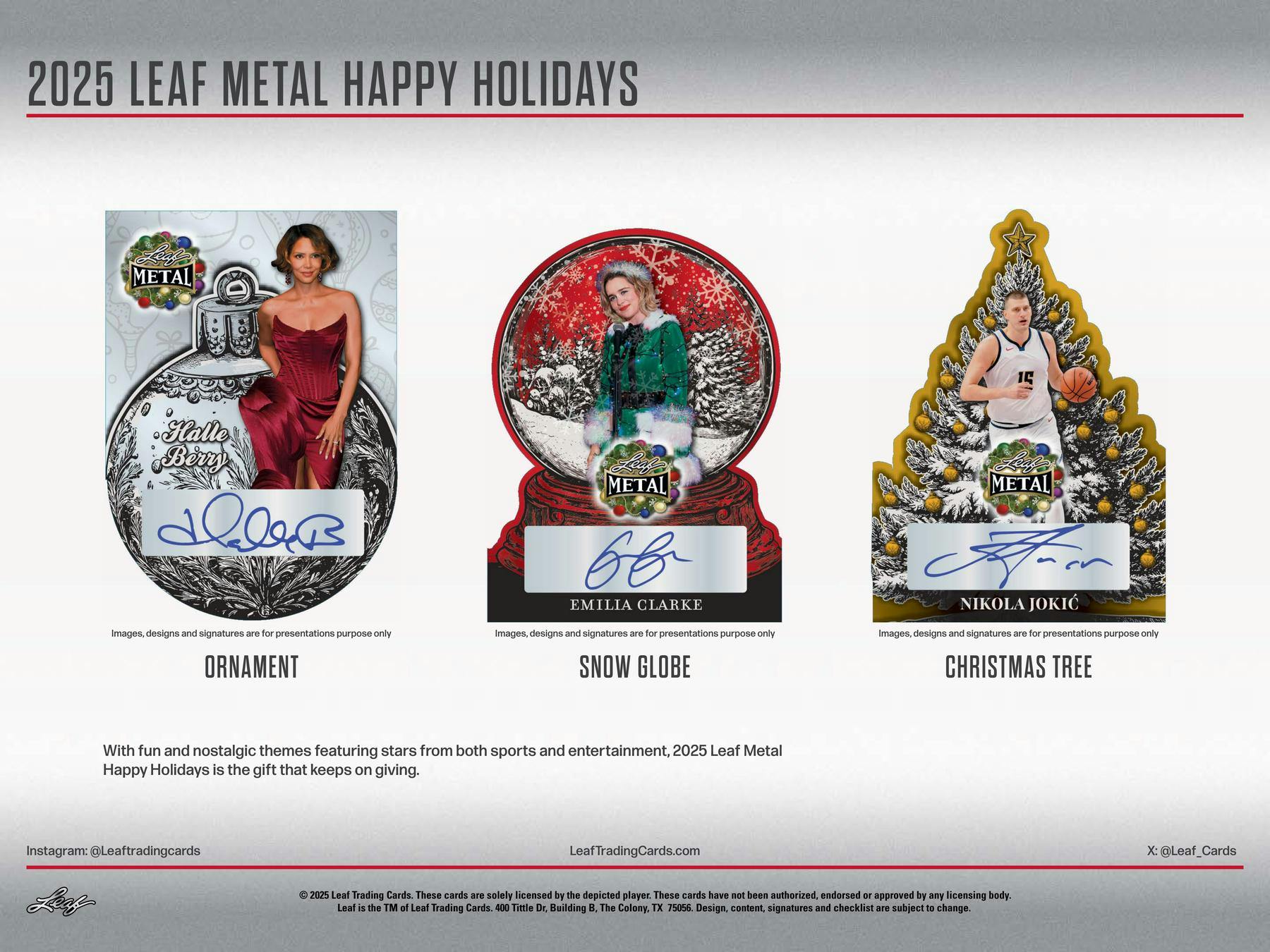2025 Leaf Metal Happy Holidays Hobby Box (3 Autos) Multi-Sport Entertainment - Hobby Box