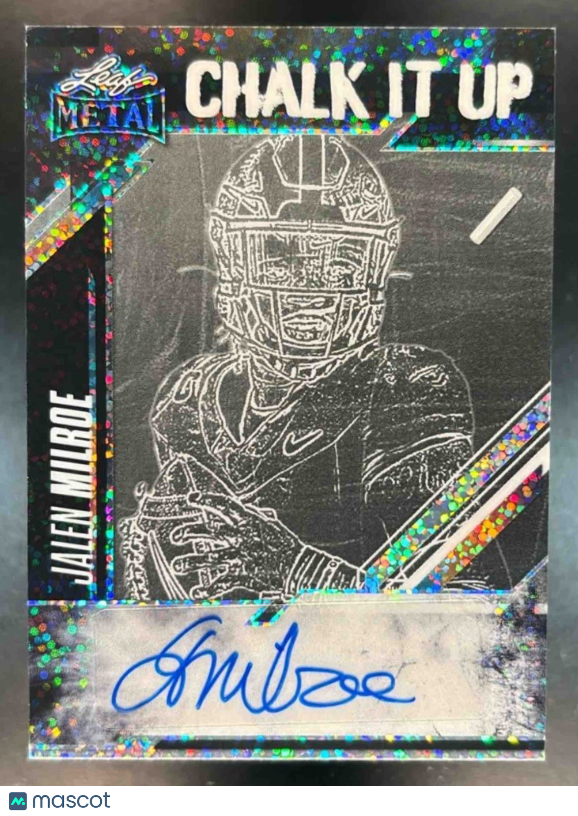 2025 Leaf Metal Jalen Milroe Chalk it Up Sparkle Silver Auto /10 #CU-JM1 Auto - Sports Cards