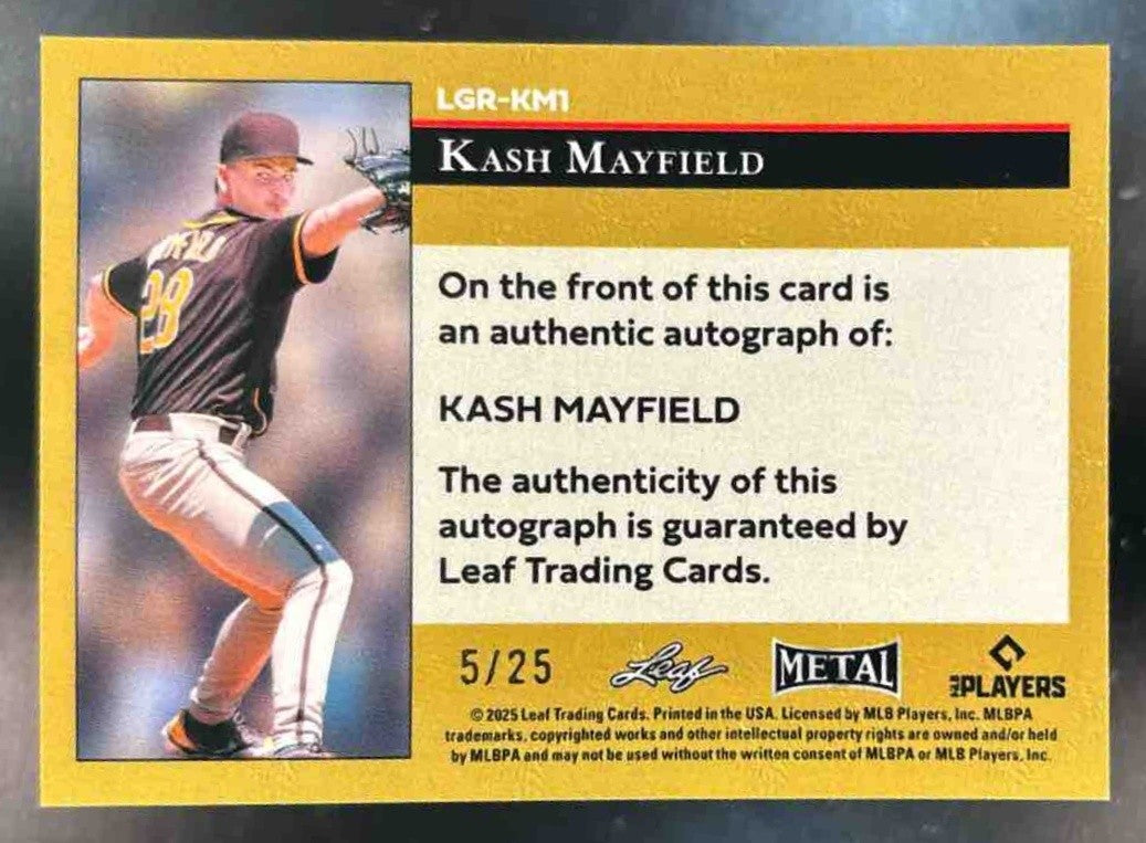 2025 Leaf Metal Kash Mayfield 92 LGR Crystal Silver Auto /25 #LGR-KM1 Auto - Sports Cards