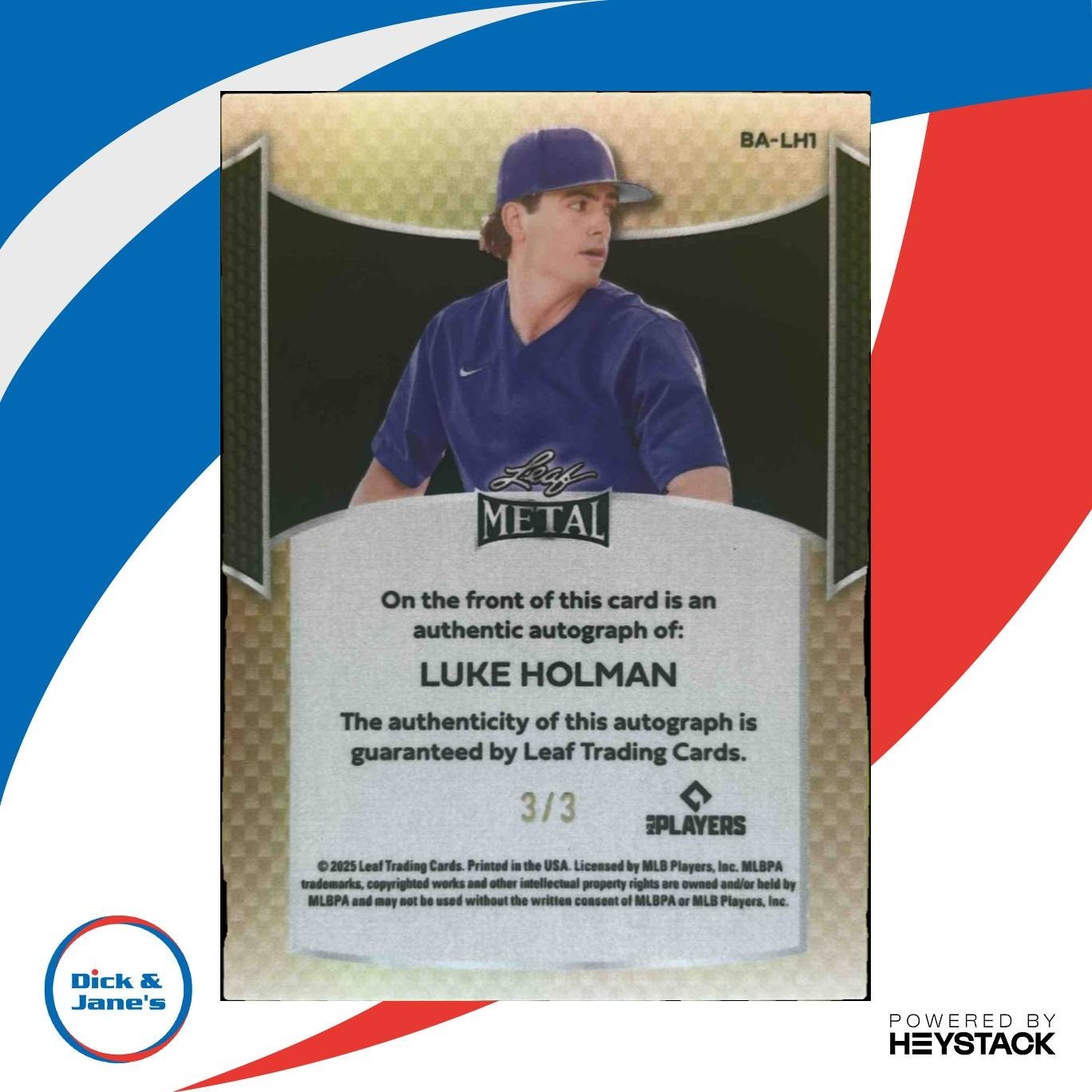 2025 Leaf Metal Luke Holman Auto Crystal /3 - Sports Cards