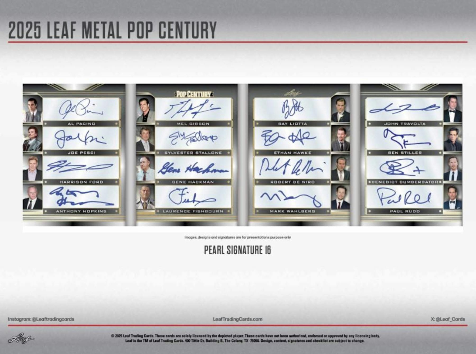 2025 Leaf Metal Pop Century Hobby Box (4 Autograph Cards) Celebrity Icons! Hobby Box