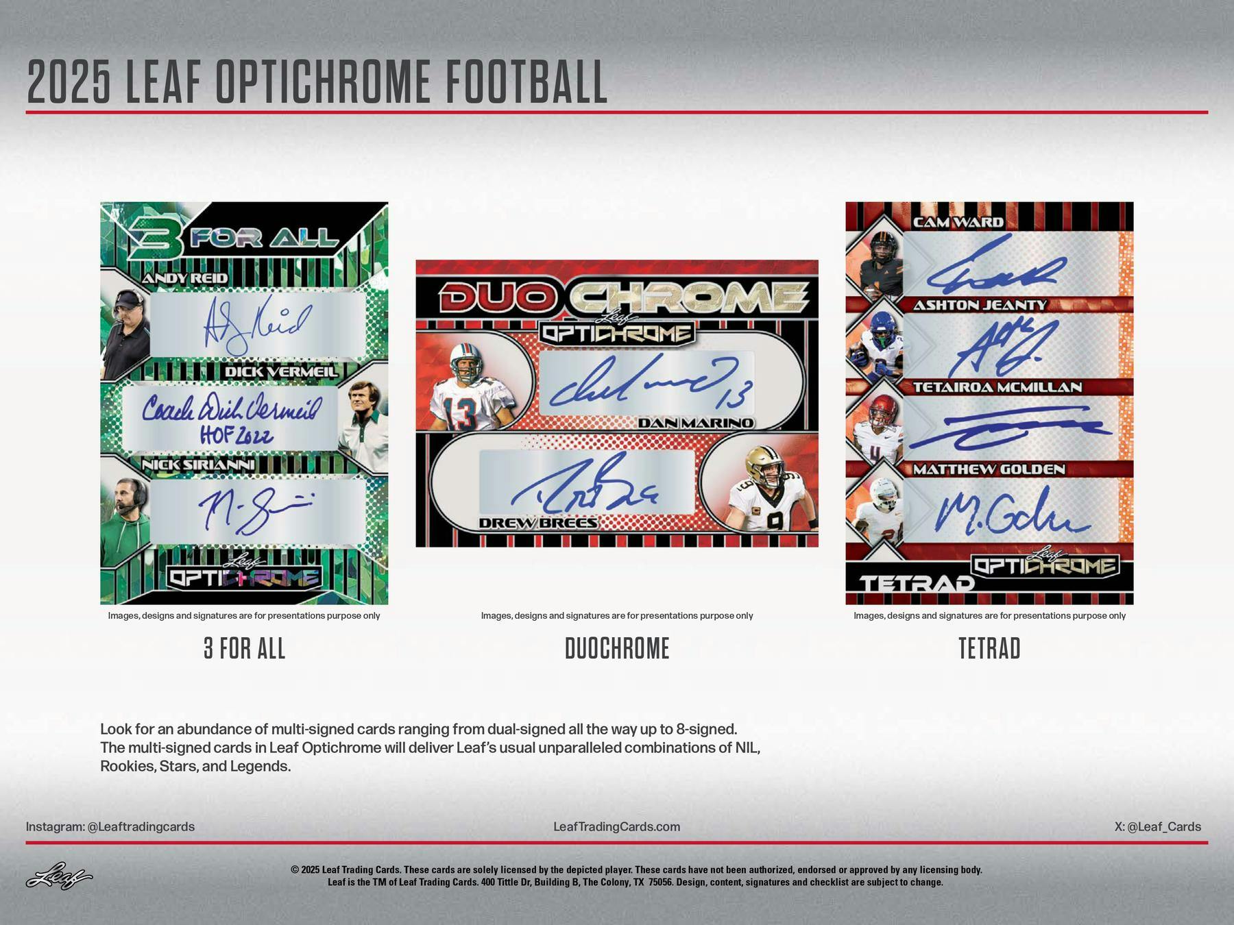 2025 Leaf Optichrome Football Hobby Box (6 Autographs) NFL Hobby Box