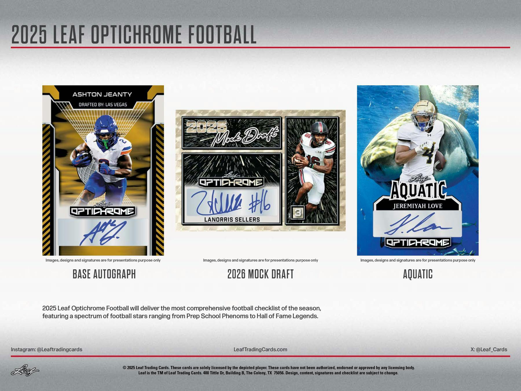 2025 Leaf Optichrome Football Hobby Box (6 Autographs) NFL Hobby Box